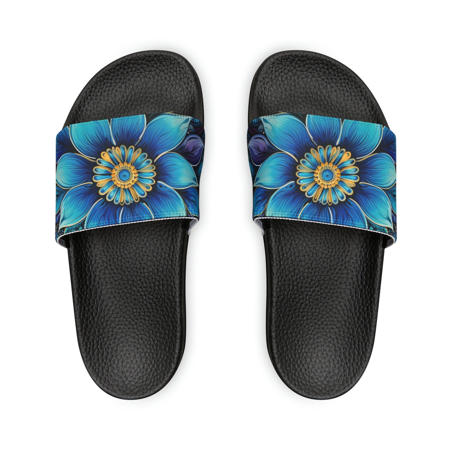 Blue Floral Mandala - Men's Slides