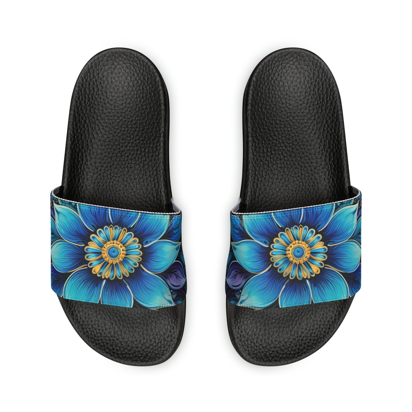 Blue Floral Mandala - Men's Slides
