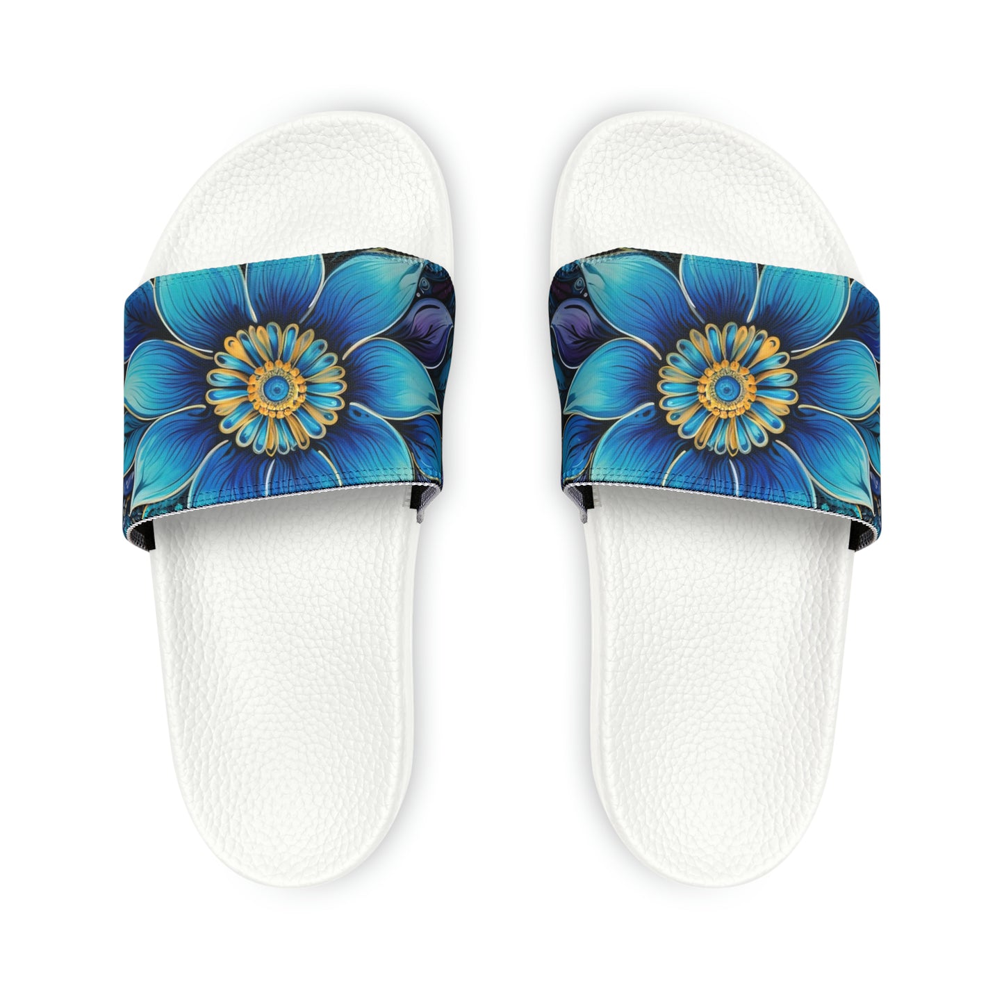 Blue Floral Mandala - Men's Slides