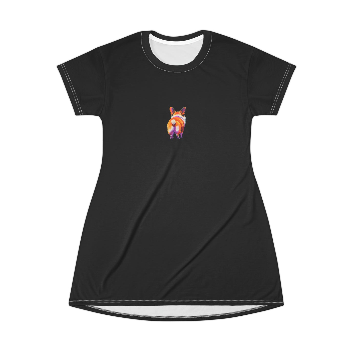 Corgi Butt in Black - Artsy T-Shirt Dress