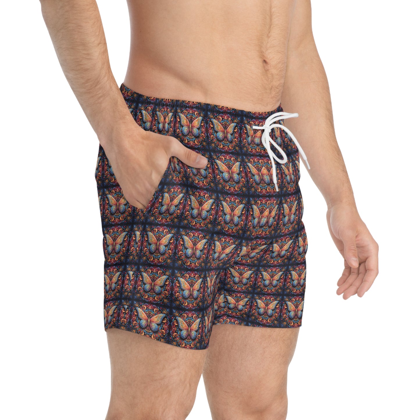 Butterfly Mandala Mosaic - Artsy Swim Trunks