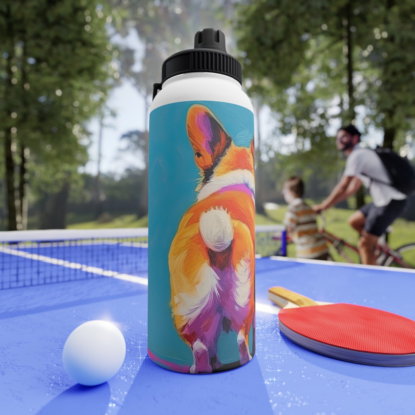 Corgi Butt in Blue - Water Bottle