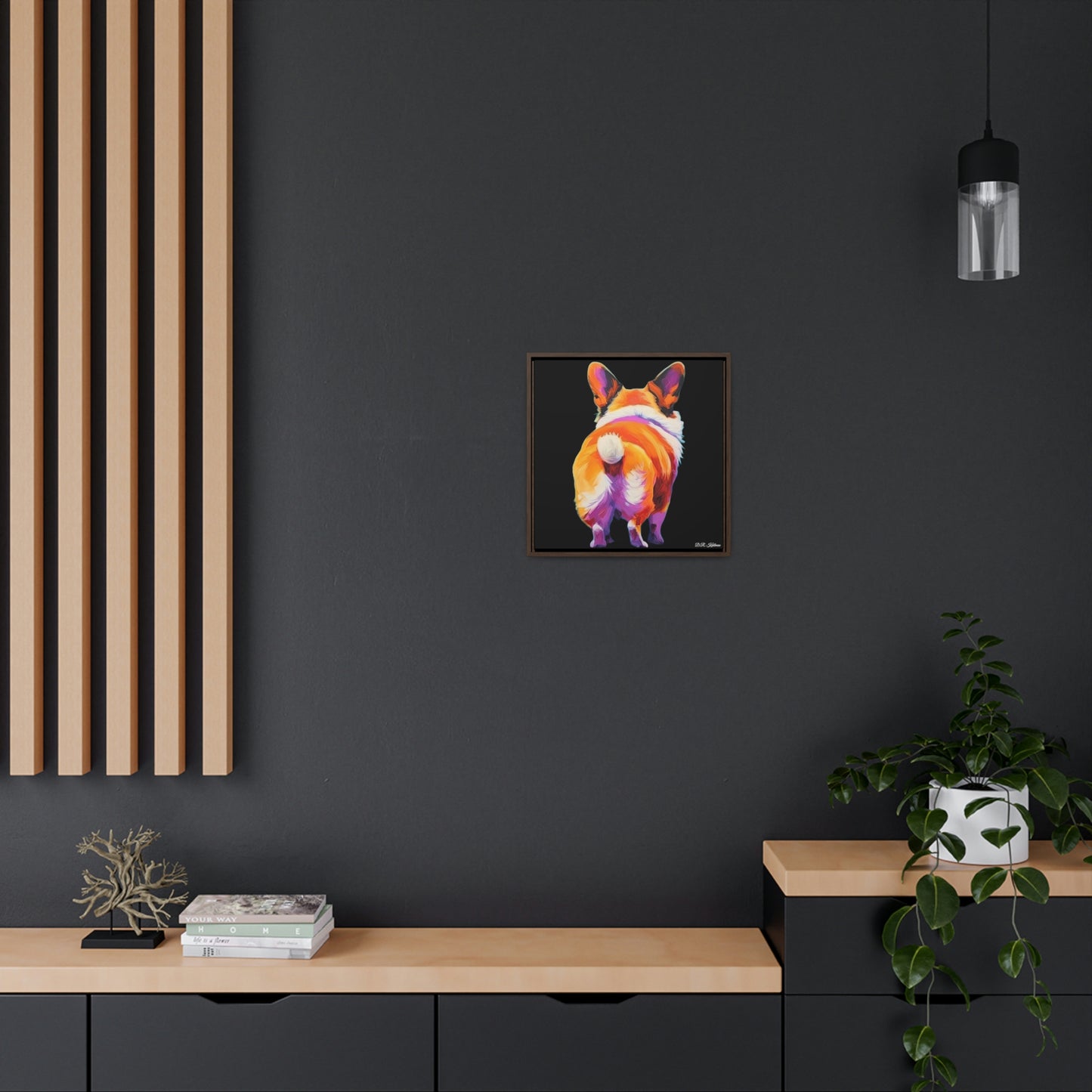 Corgi Butt Black on Canvas