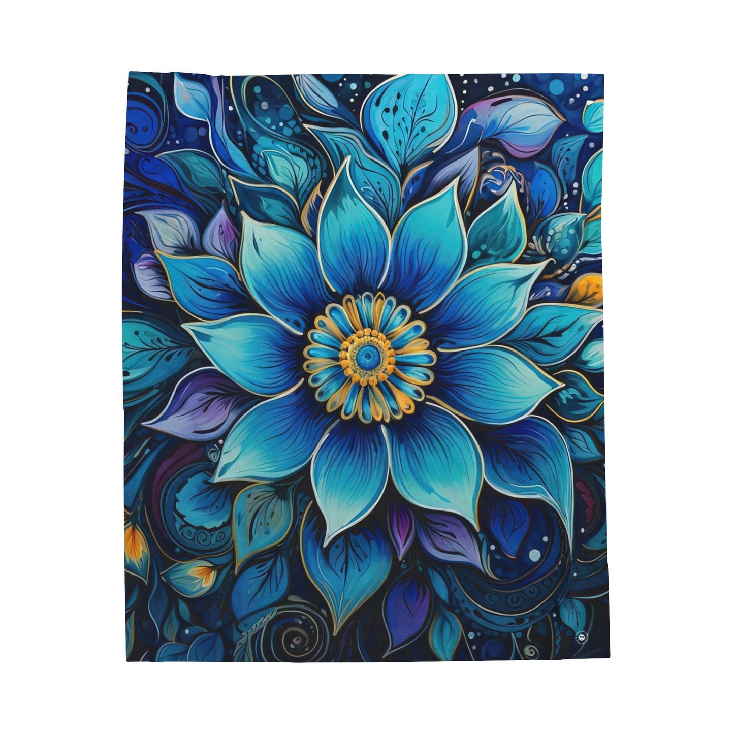 Blue Floral Mandala - Artsy Throw Blanket