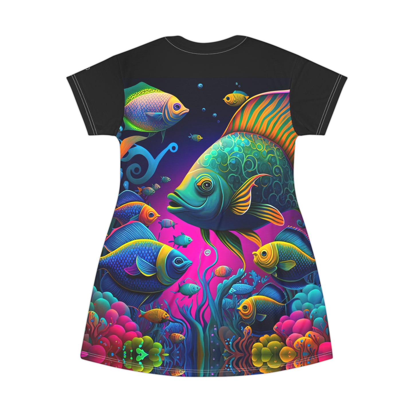 Fish Faceoff - Artsy T-Shirt Dress