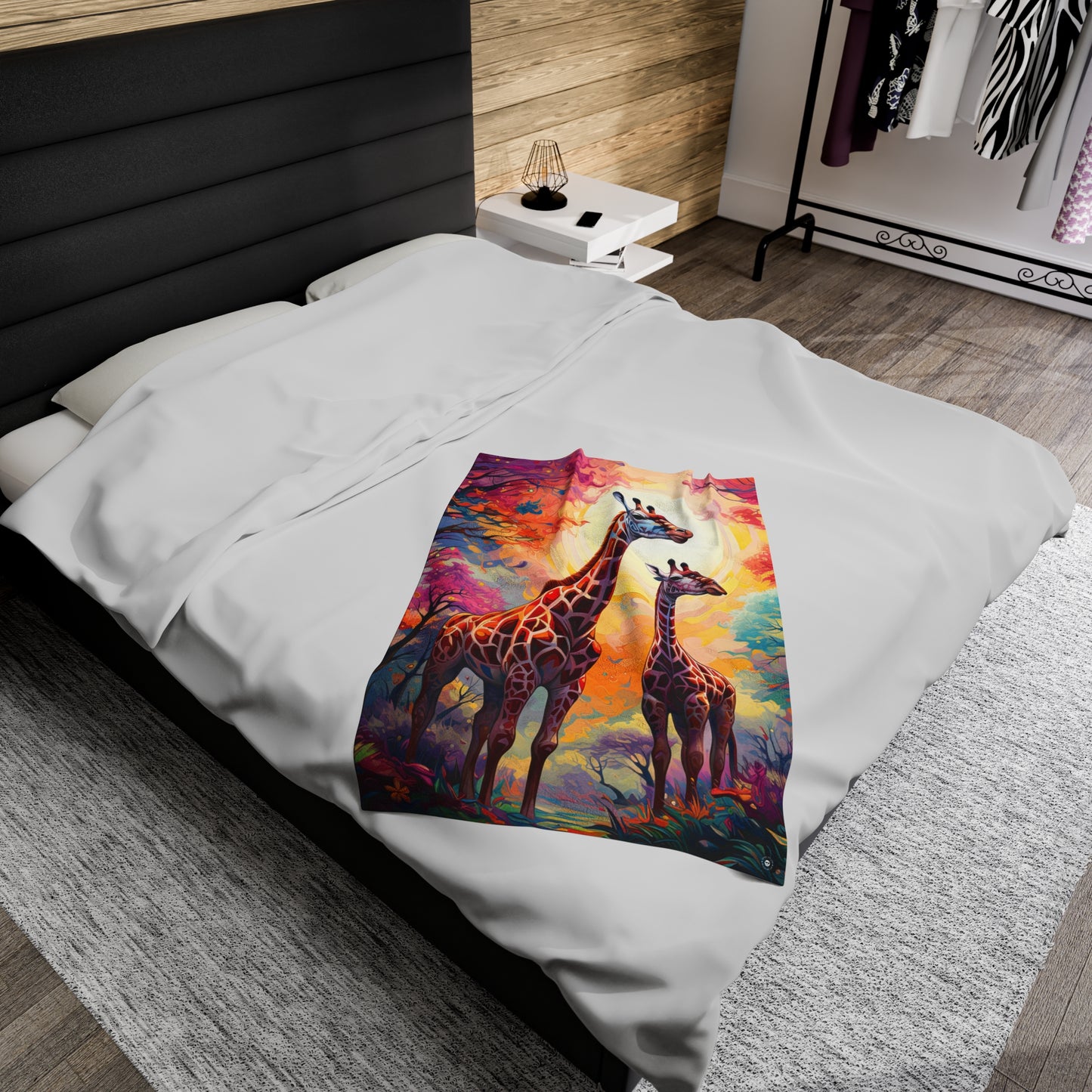 Giraffe Sunrise - Artsy Throw Blanket