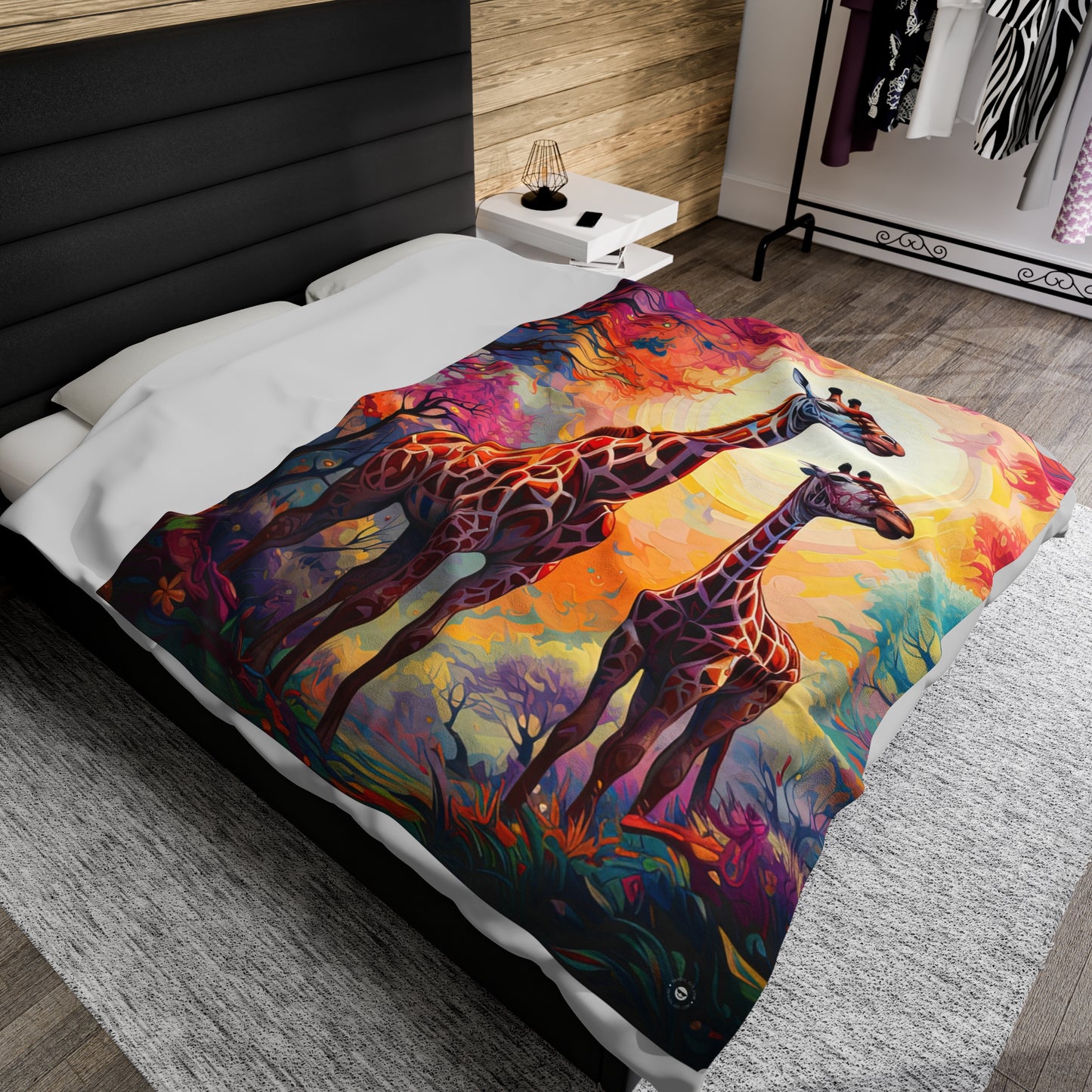 Giraffe Sunrise - Artsy Throw Blanket