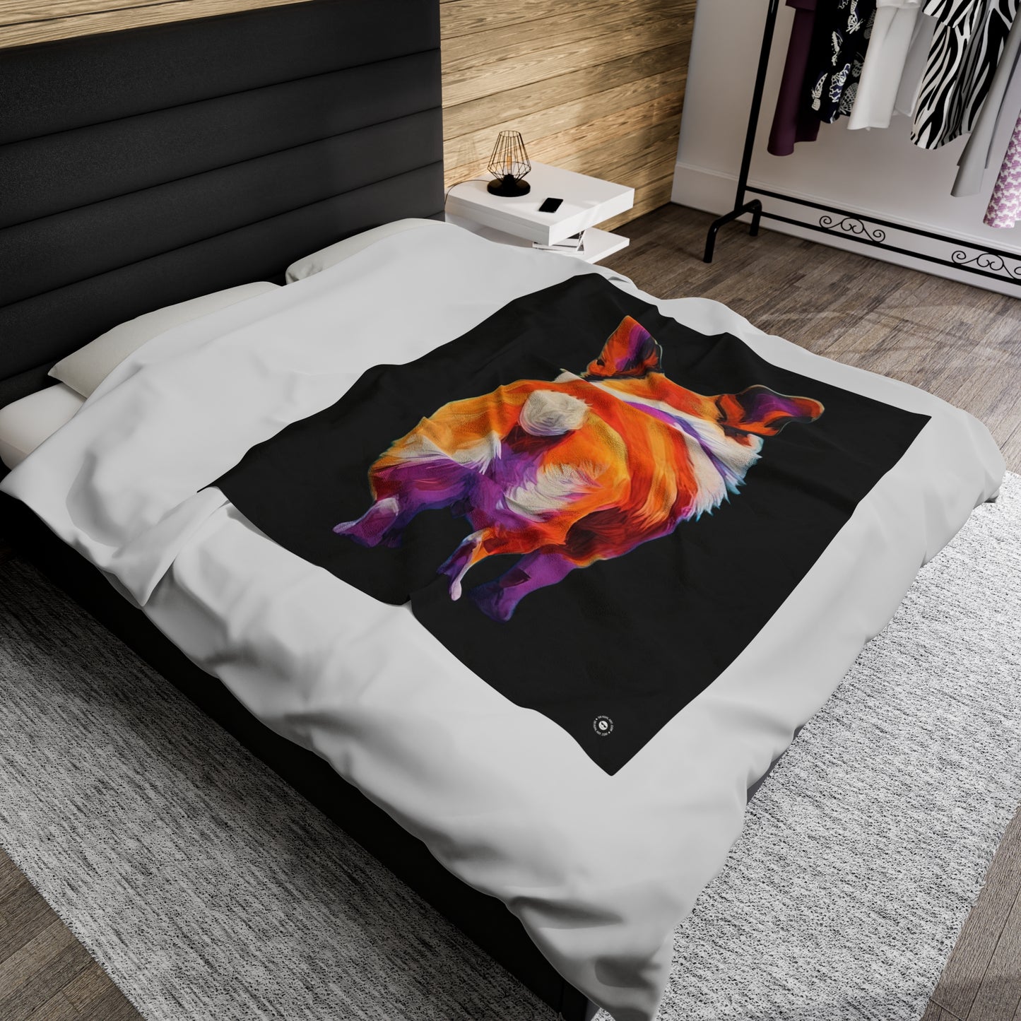 Corgi Butt in Black - Artsy Throw Blanket