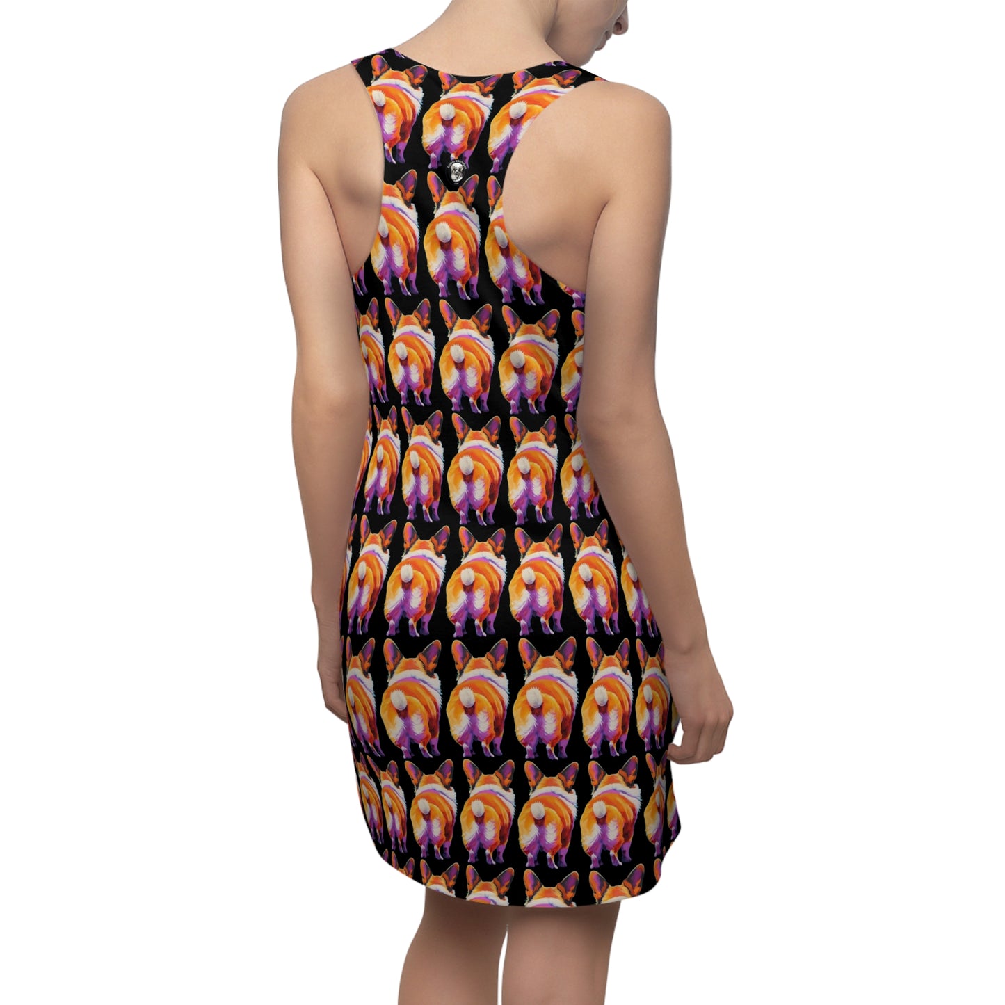 Corgi Butt Mosaic in Black - Artistic Racerback Dress