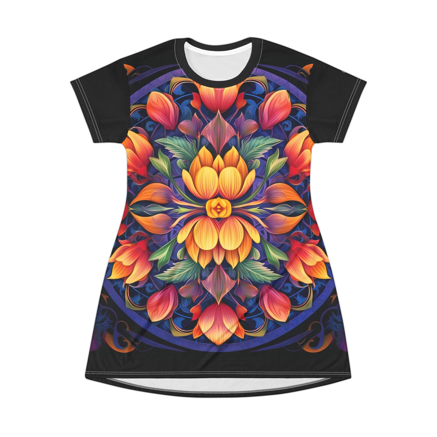 Tulip Mandala - Artsy T-Shirt Dress