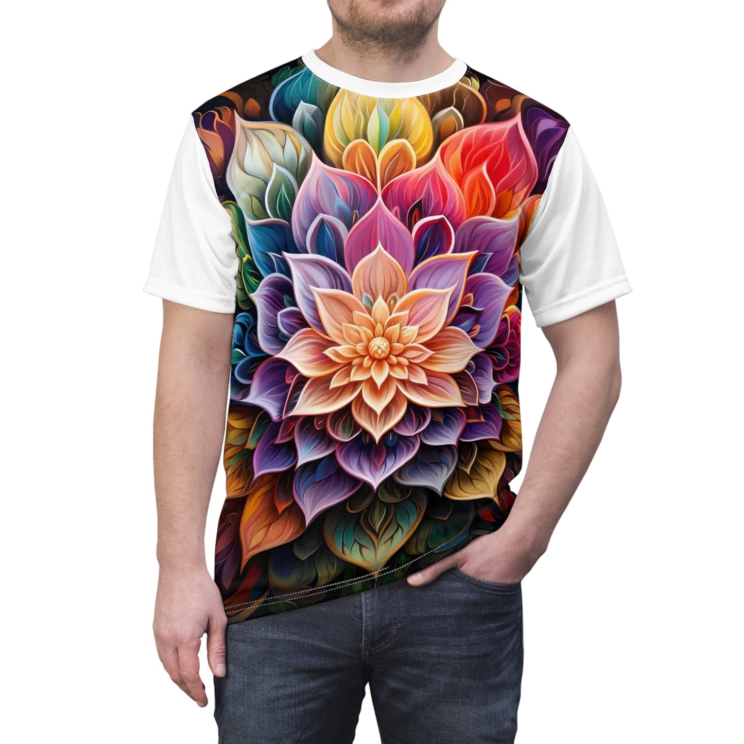 Lotus Mandala in White - Fashion Tee