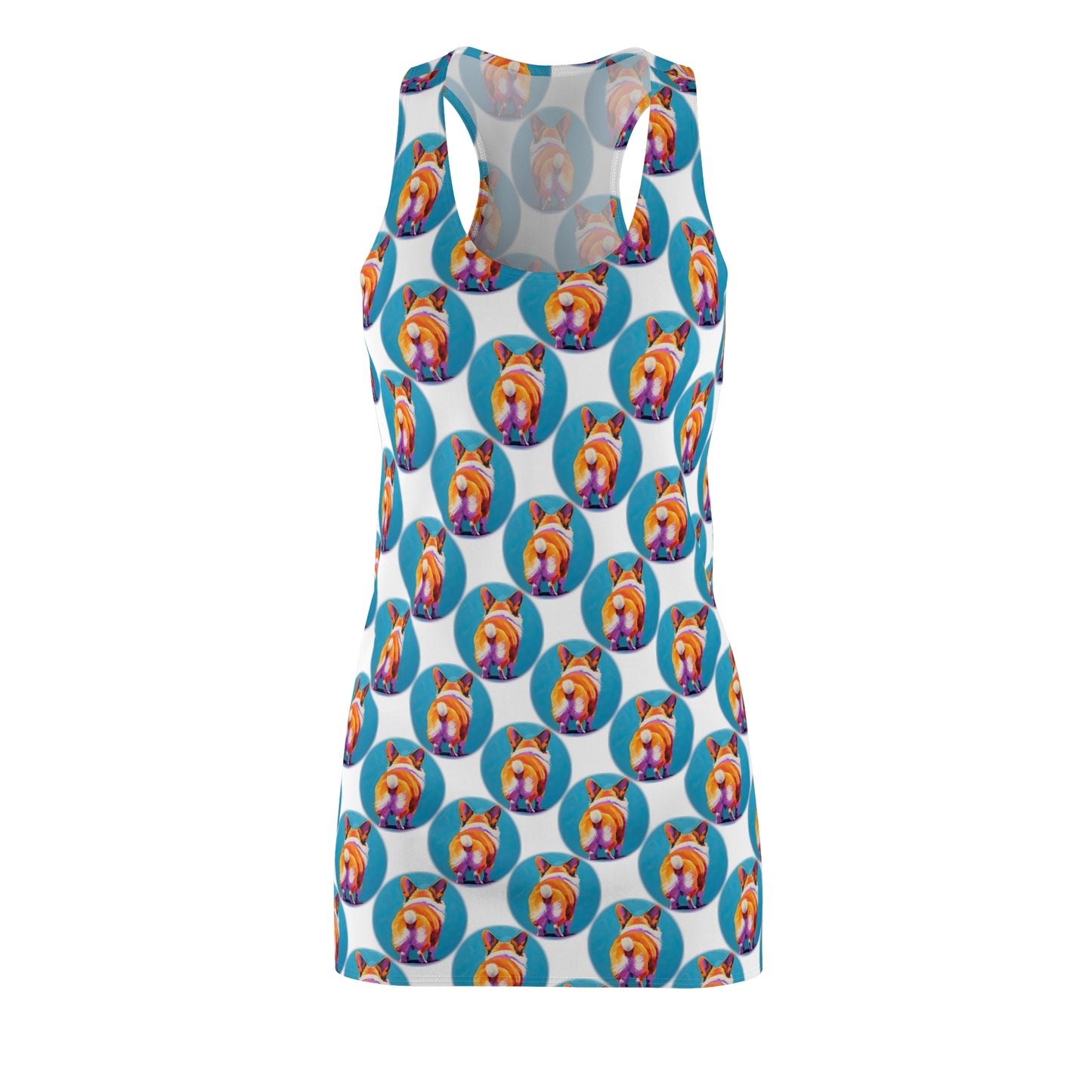 Corgi Butt Dots in White - Artistic Racerback Dress