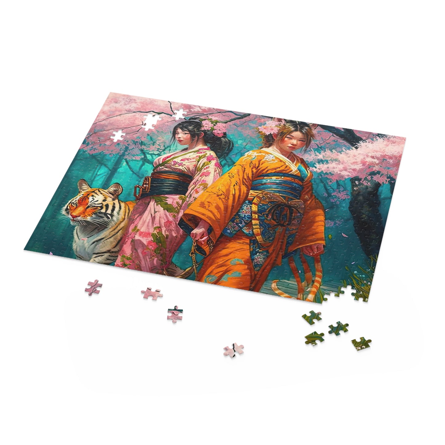 Cherry Blossom Tiger Geishas - Jigsaw Puzzle