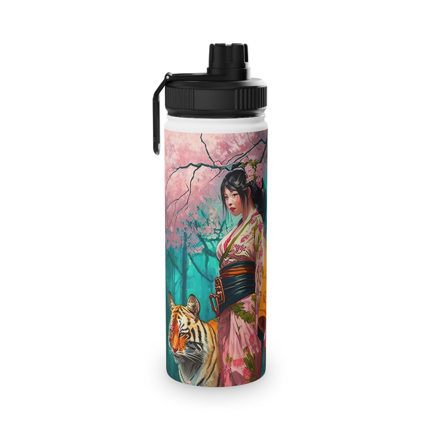 Cherry Blossom Tiger Geishas - Water Bottle