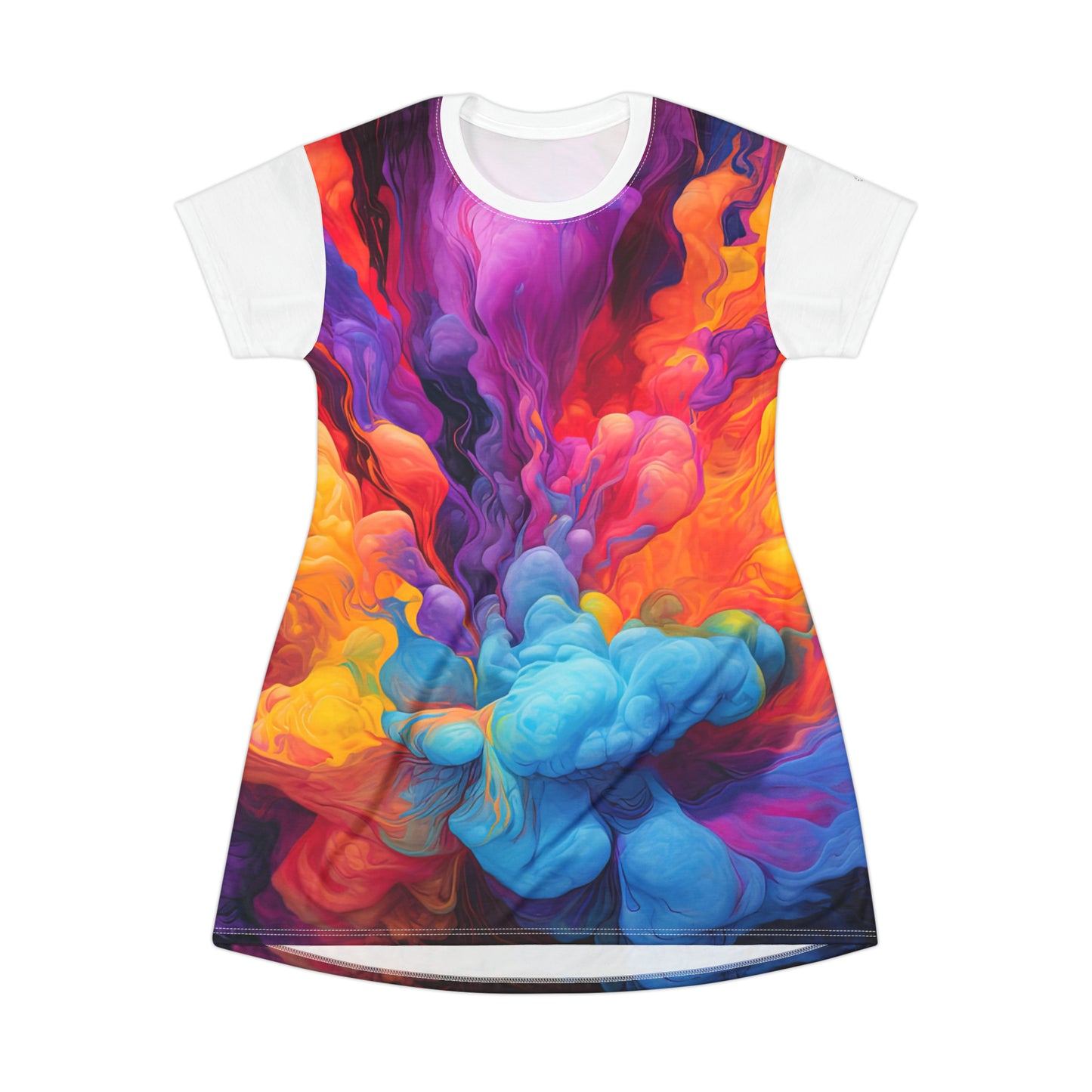 Elemental in White - Artsy T-Shirt Dress