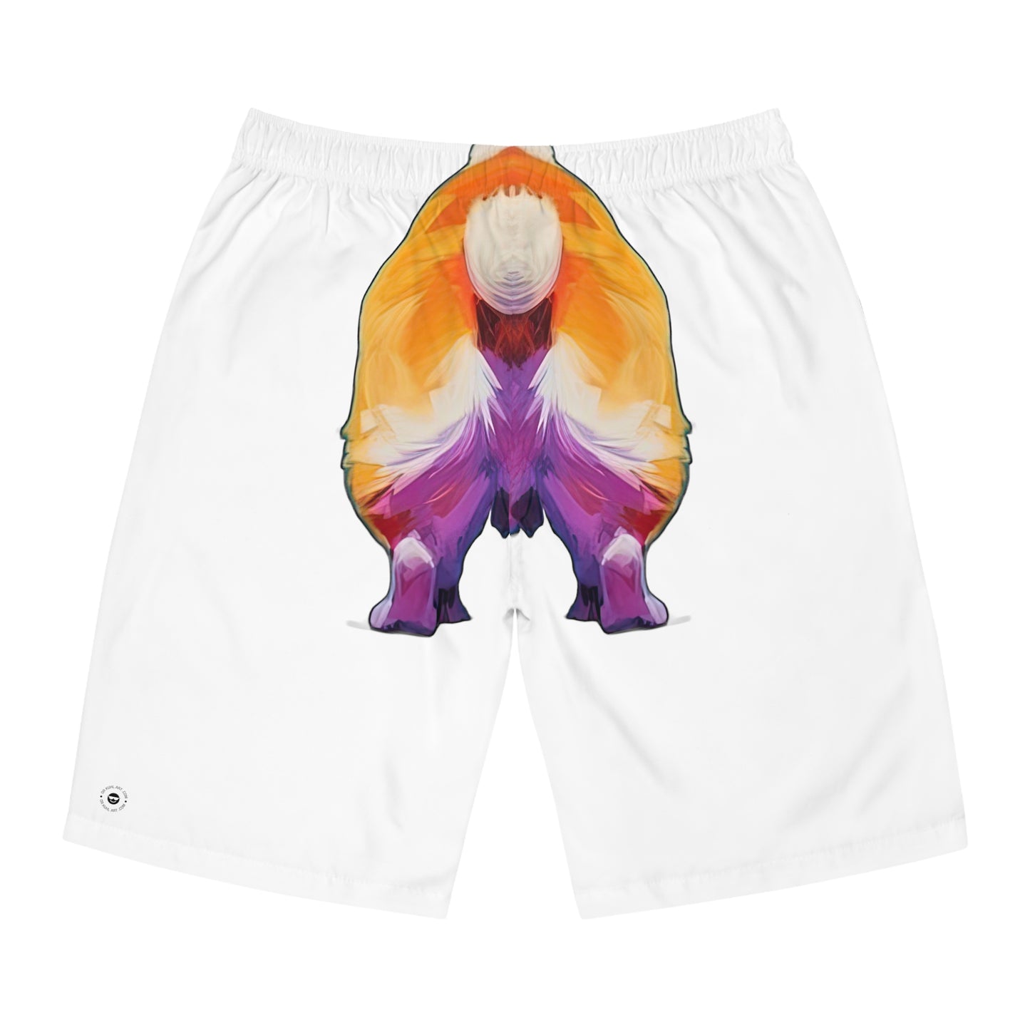 Corgi Butt Wiggle in White - Artistic Board Shorts