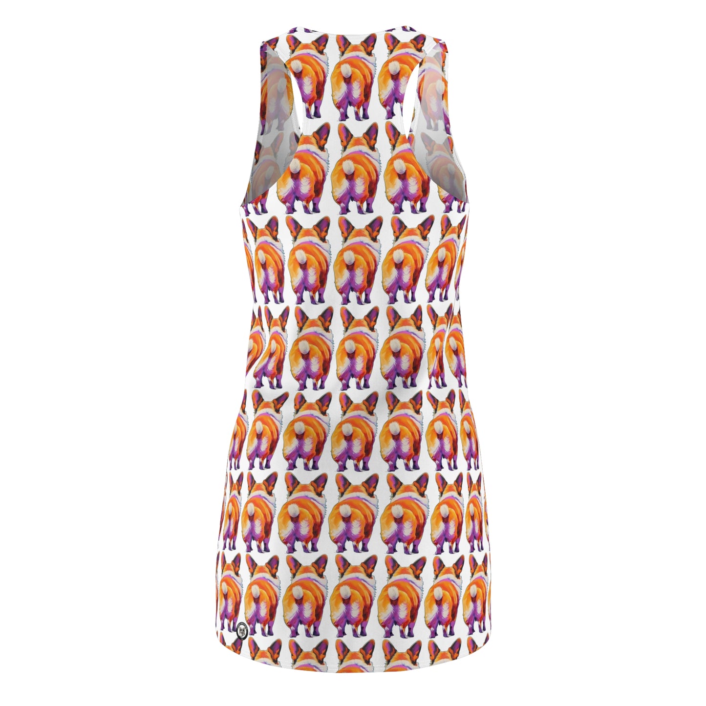 Corgi Butt Mosaic in White - Artistic Racerback Dress