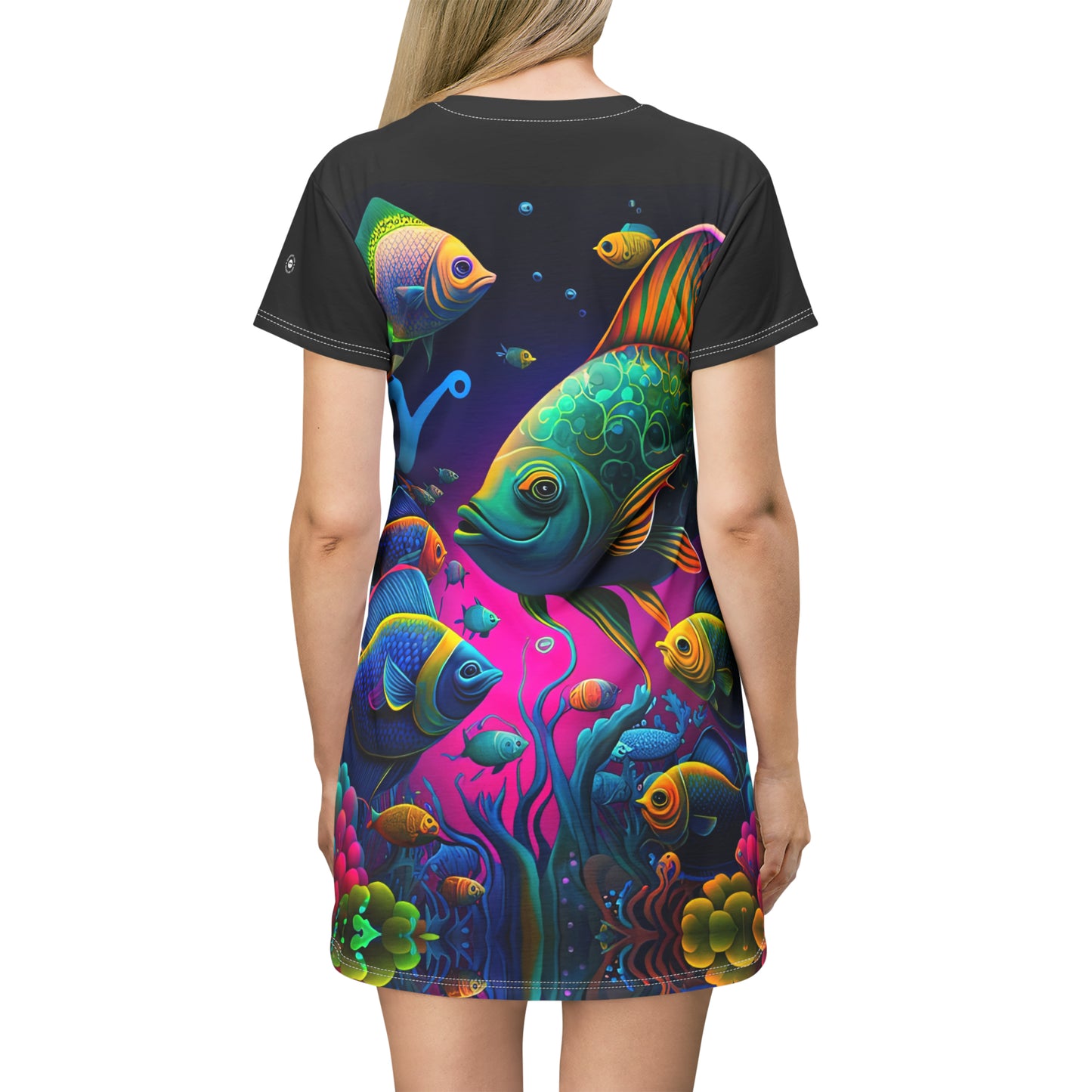 Fish Faceoff - Artsy T-Shirt Dress