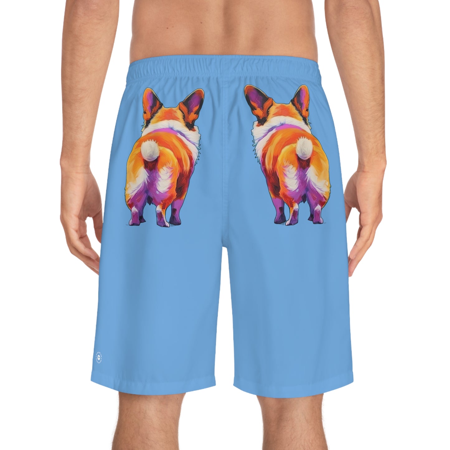 Corgi Butt in Blue - Artistic Board Shorts