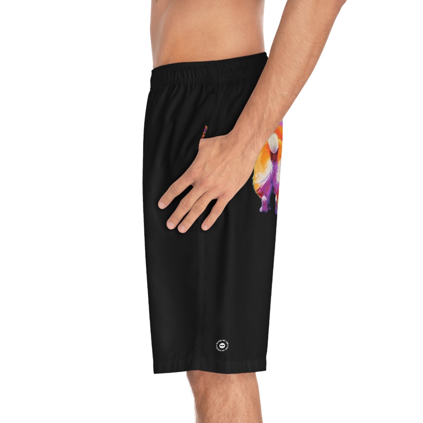 Corgi Butt in Black - Artistic Board Shorts