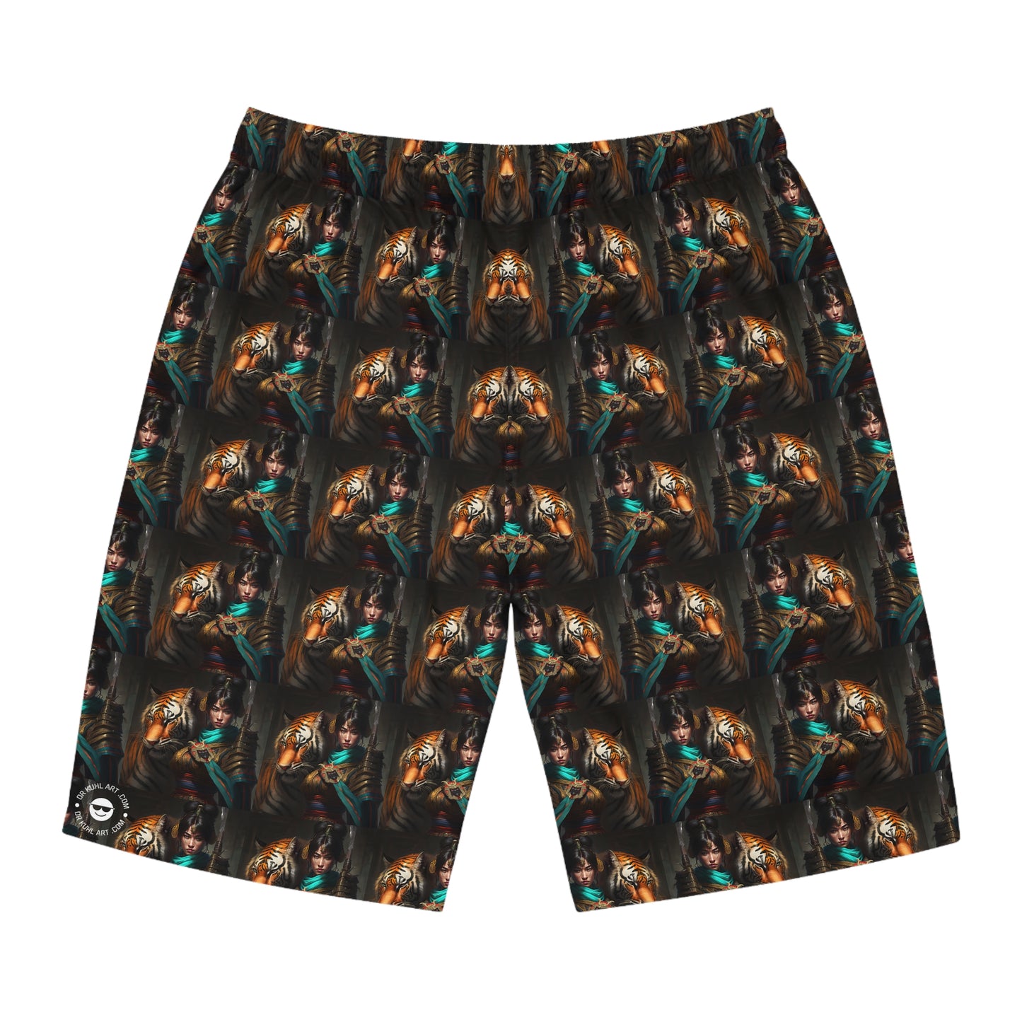 Bengal Tiger Goddess Mosaic - Artistic Board Shorts