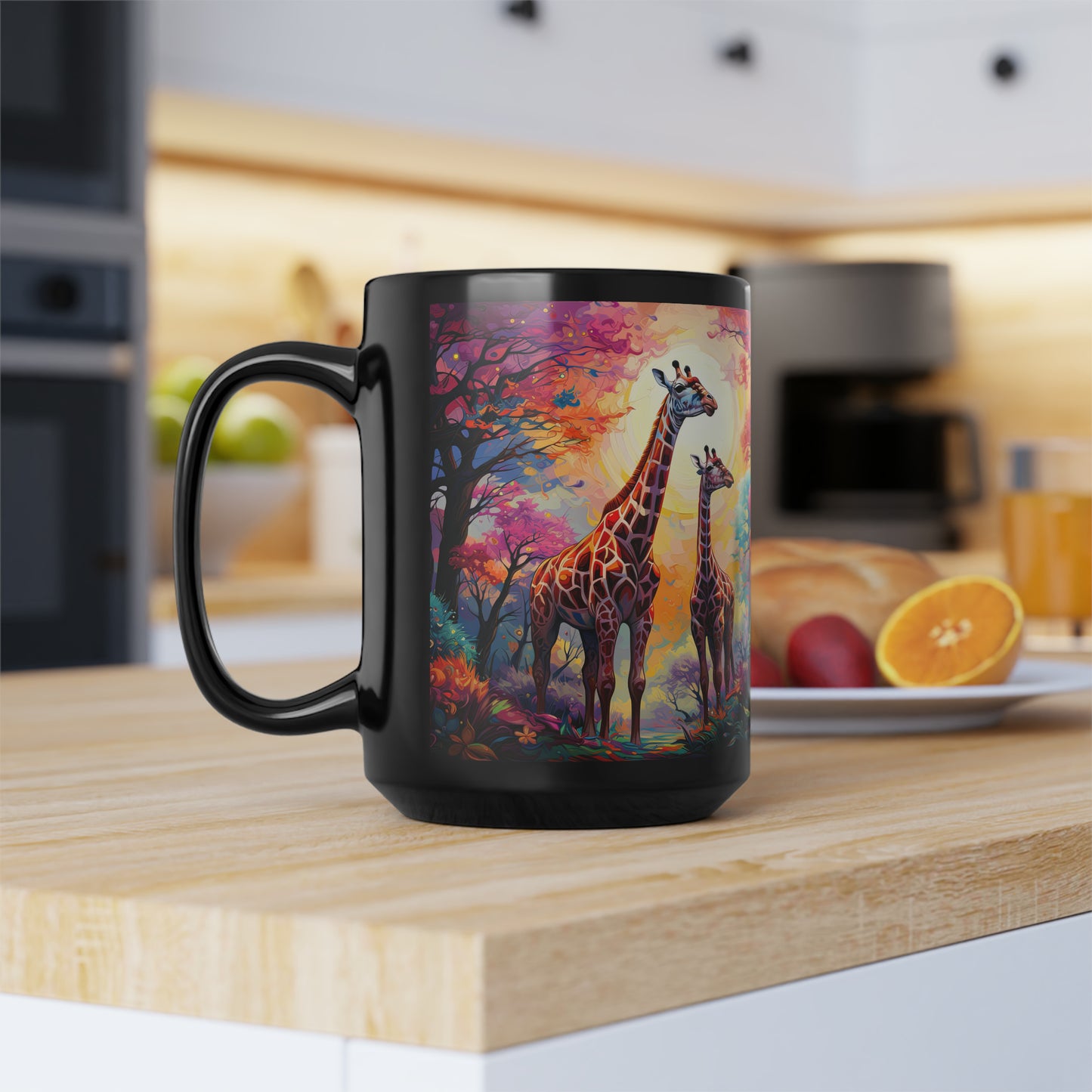 Giraffe Sunset - Mug Art