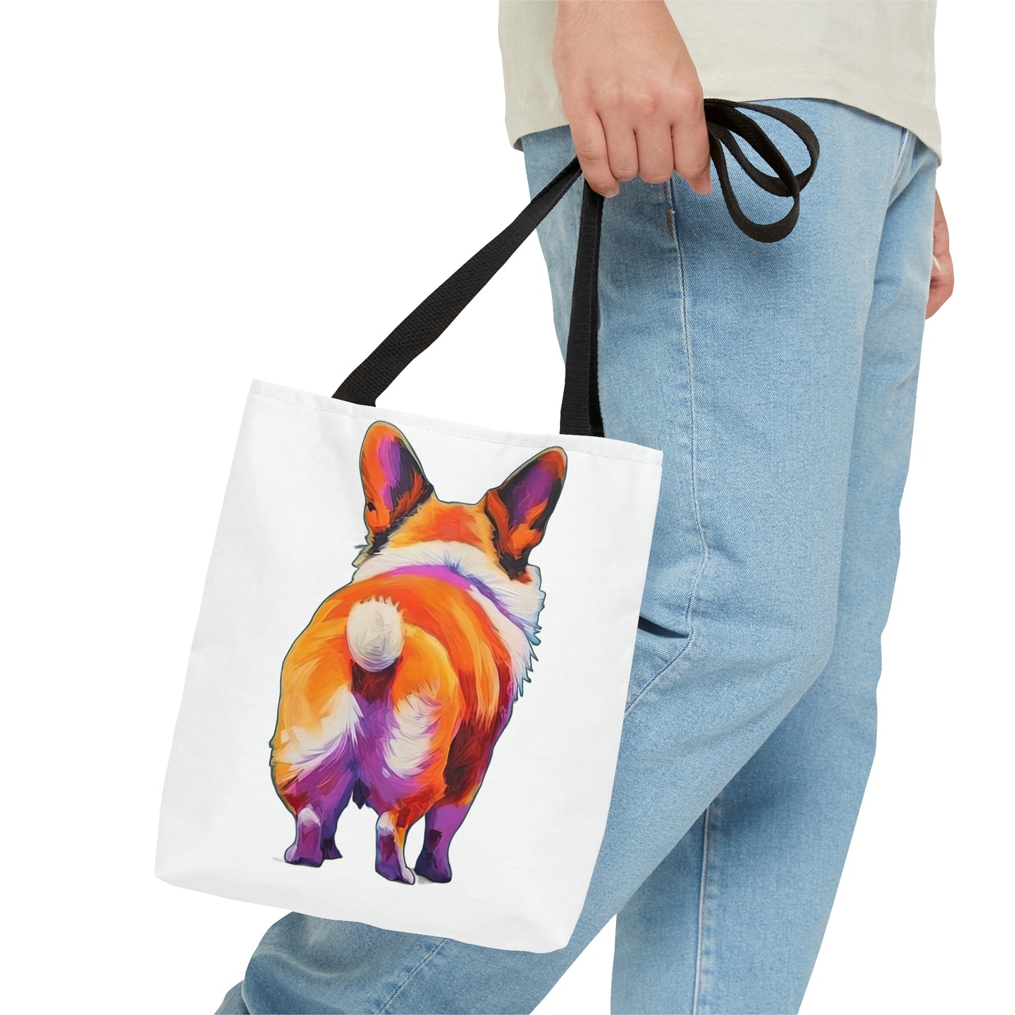 Corgi Butt in White - Artistic Tote Bag