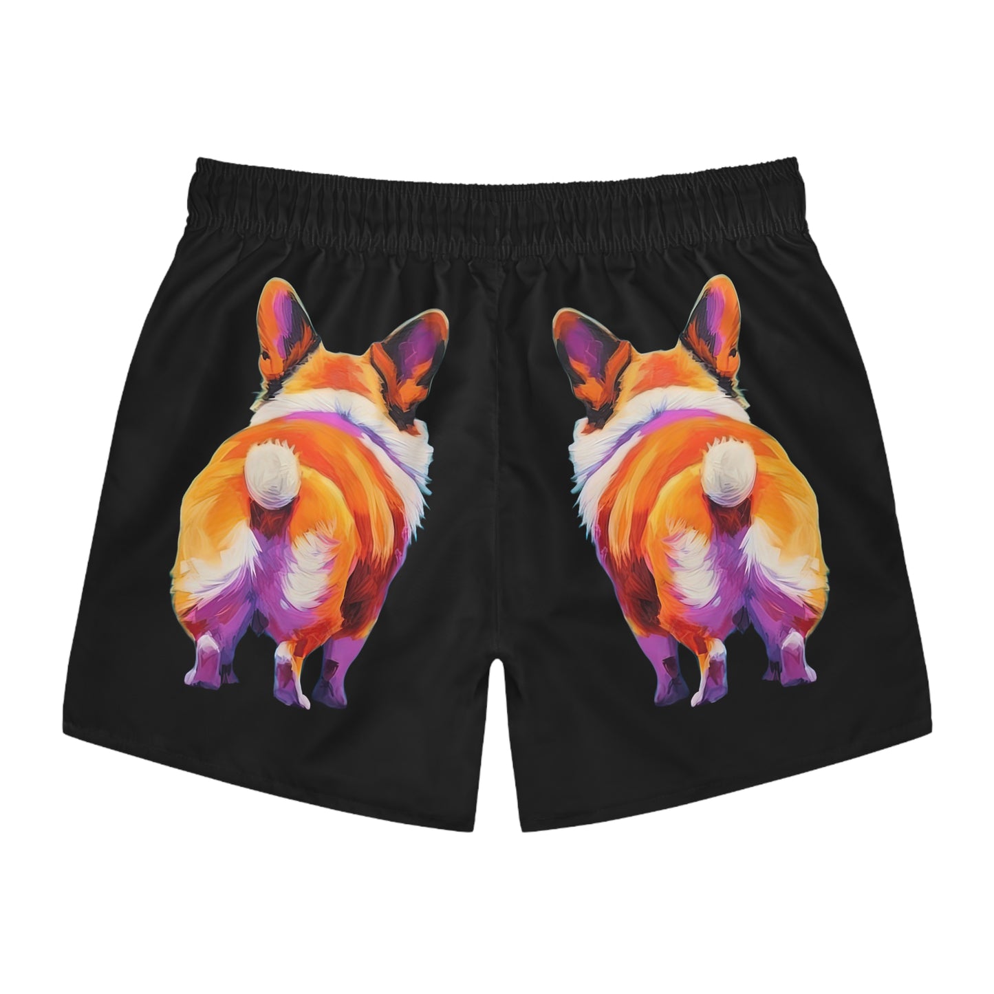 Corgi Butt in Black - Artsy Swim Trunks