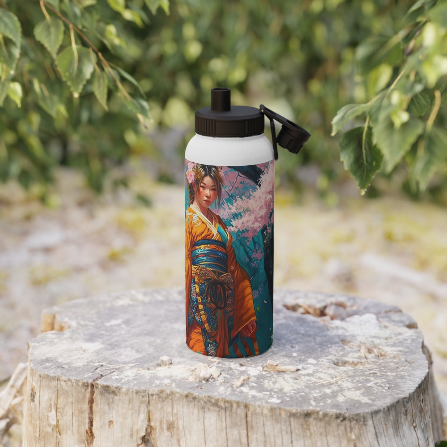 Cherry Blossom Tiger Geishas - Water Bottle