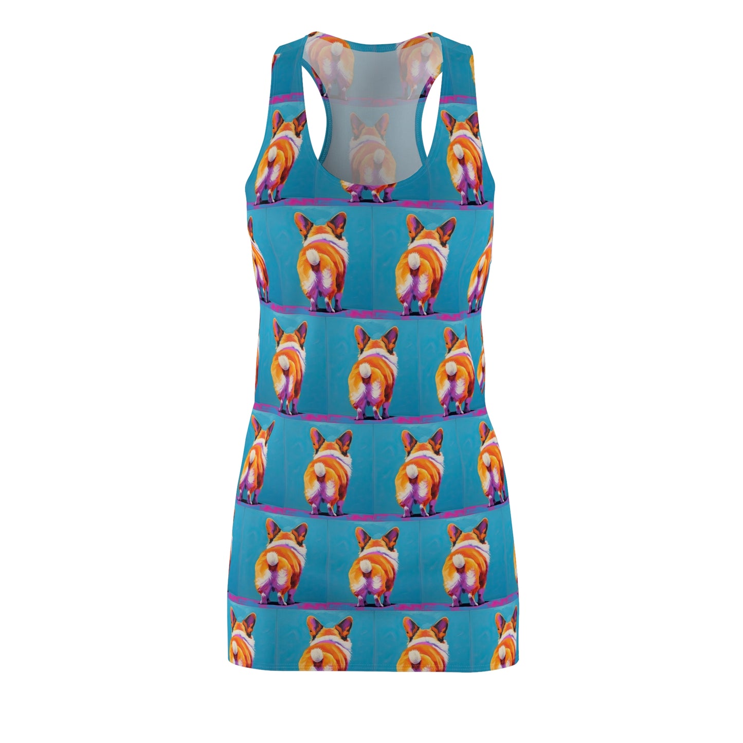 Corgi Butt Mosaic in Blue - Artistic Racerback Dress