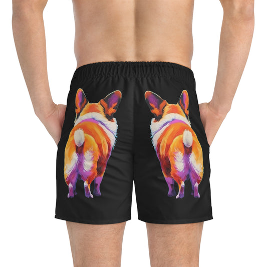 Corgi Butt in Black - Artsy Swim Trunks