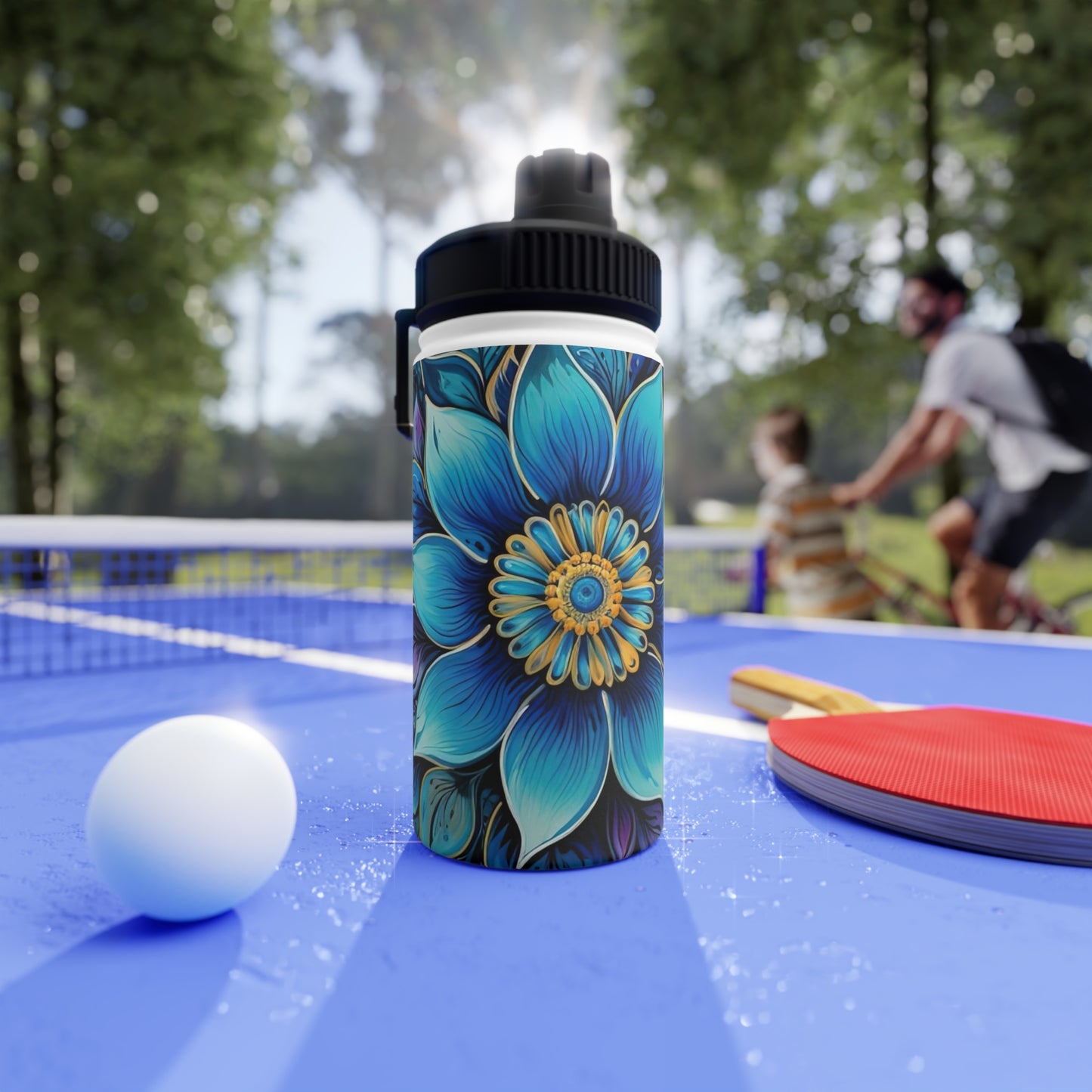 Blue Floral Mandala - Water Bottle