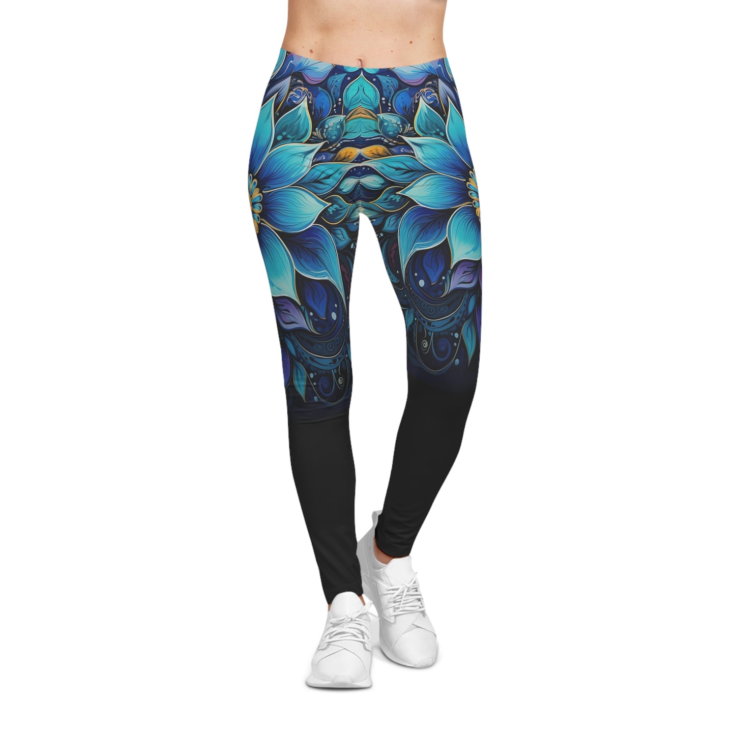 Blue Floral Mandala - Artistic Leggings