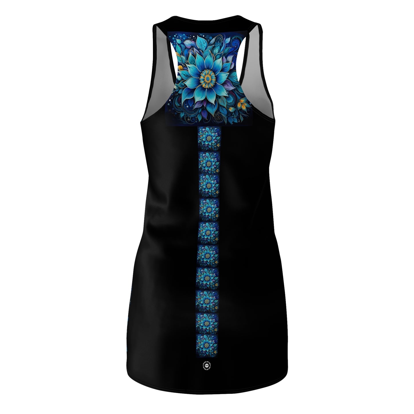 Blue Floral Mandala Trail - Artistic Racerback Dress