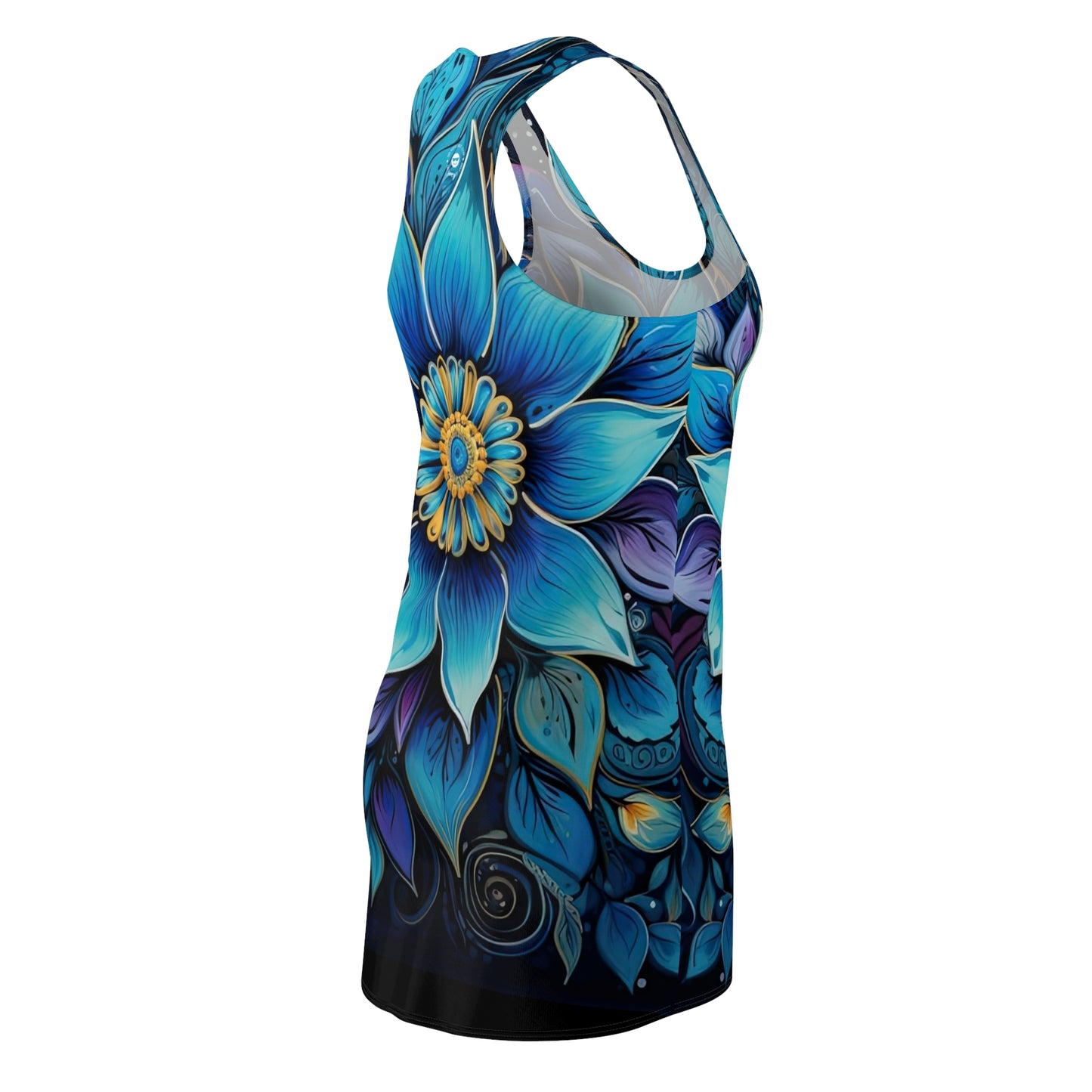 Blue Floral Mandala - Artistic Racerback Dress