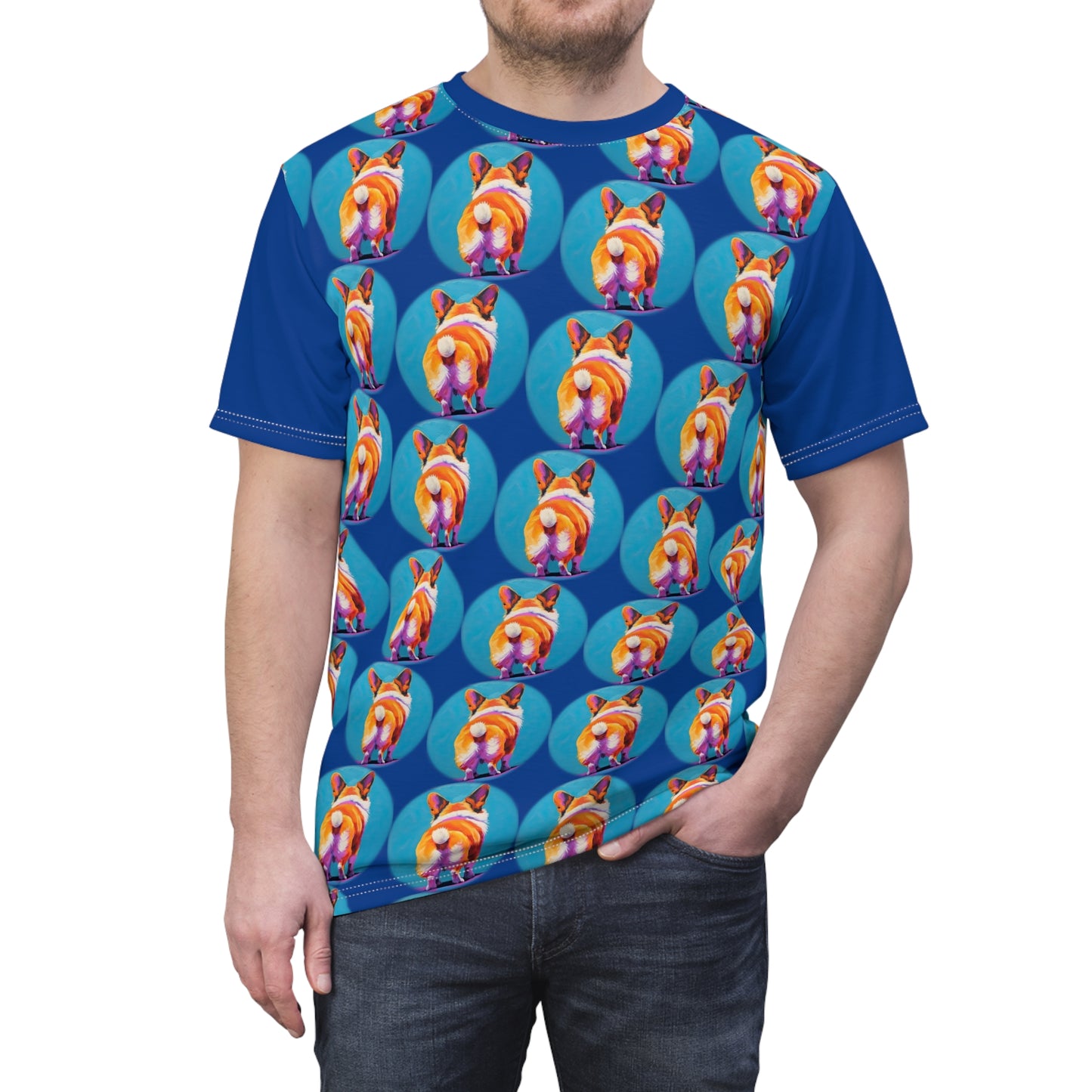 Corgi Butt Dots in Blue - Fashion Tee