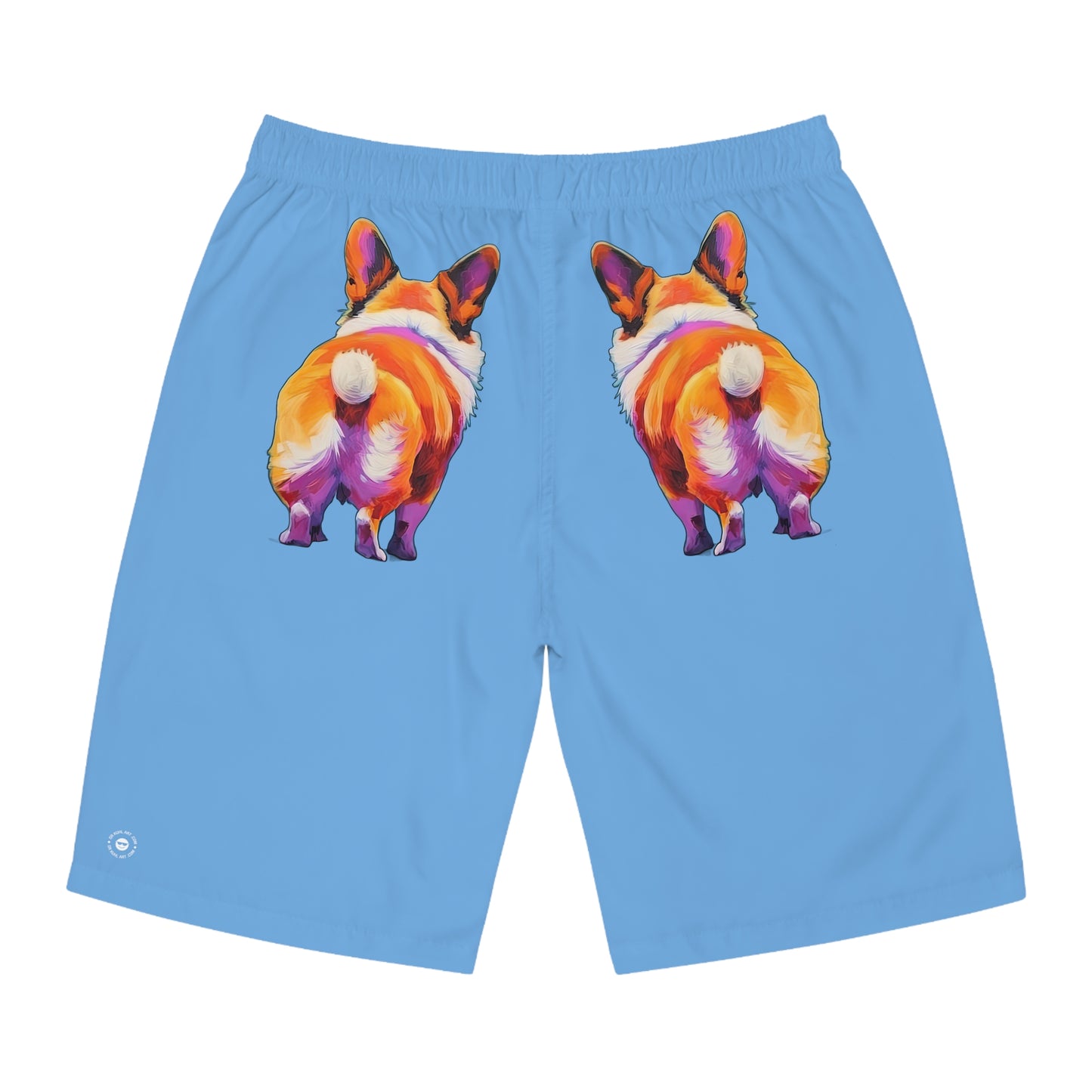 Corgi Butt in Blue - Artistic Board Shorts