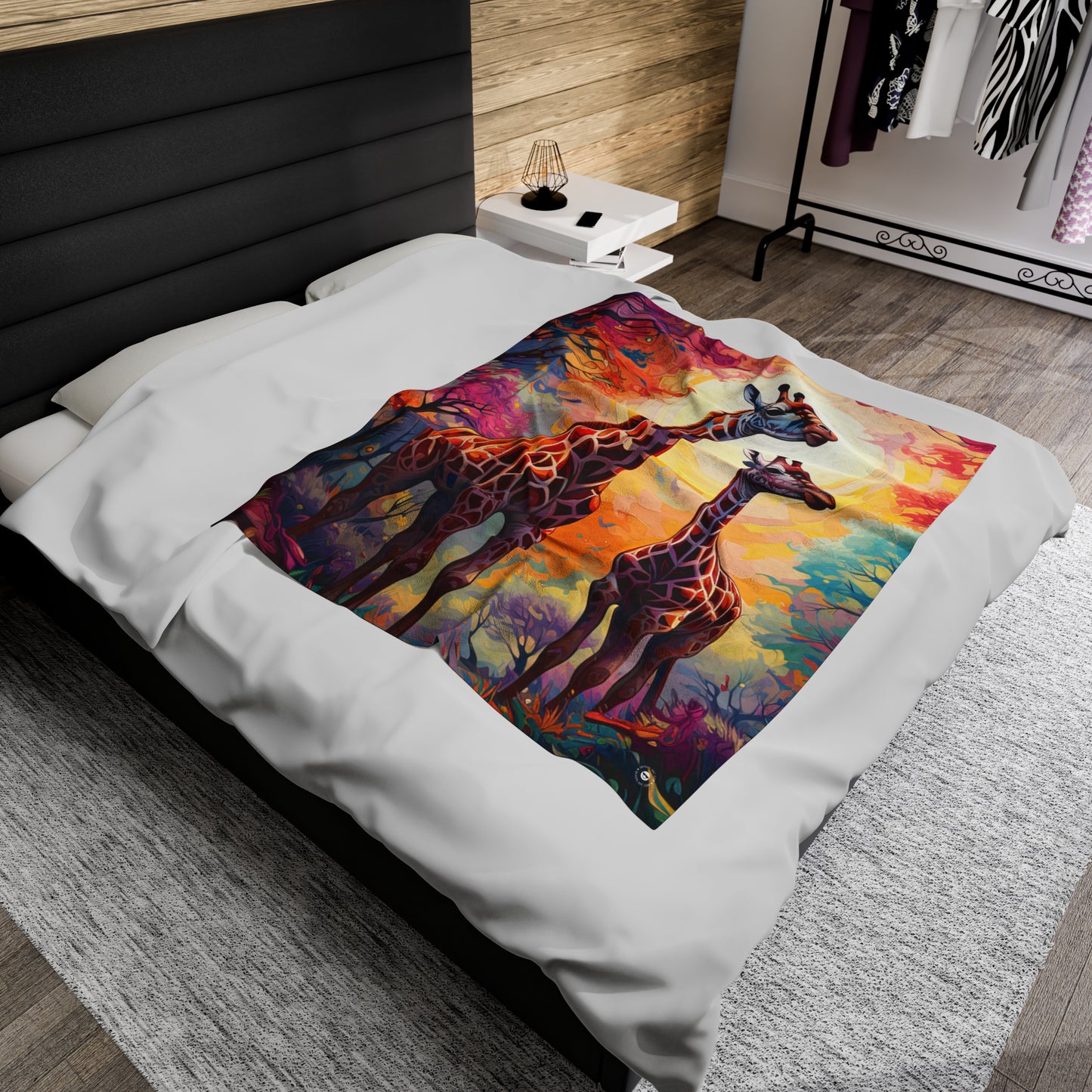 Giraffe Sunrise - Artsy Throw Blanket