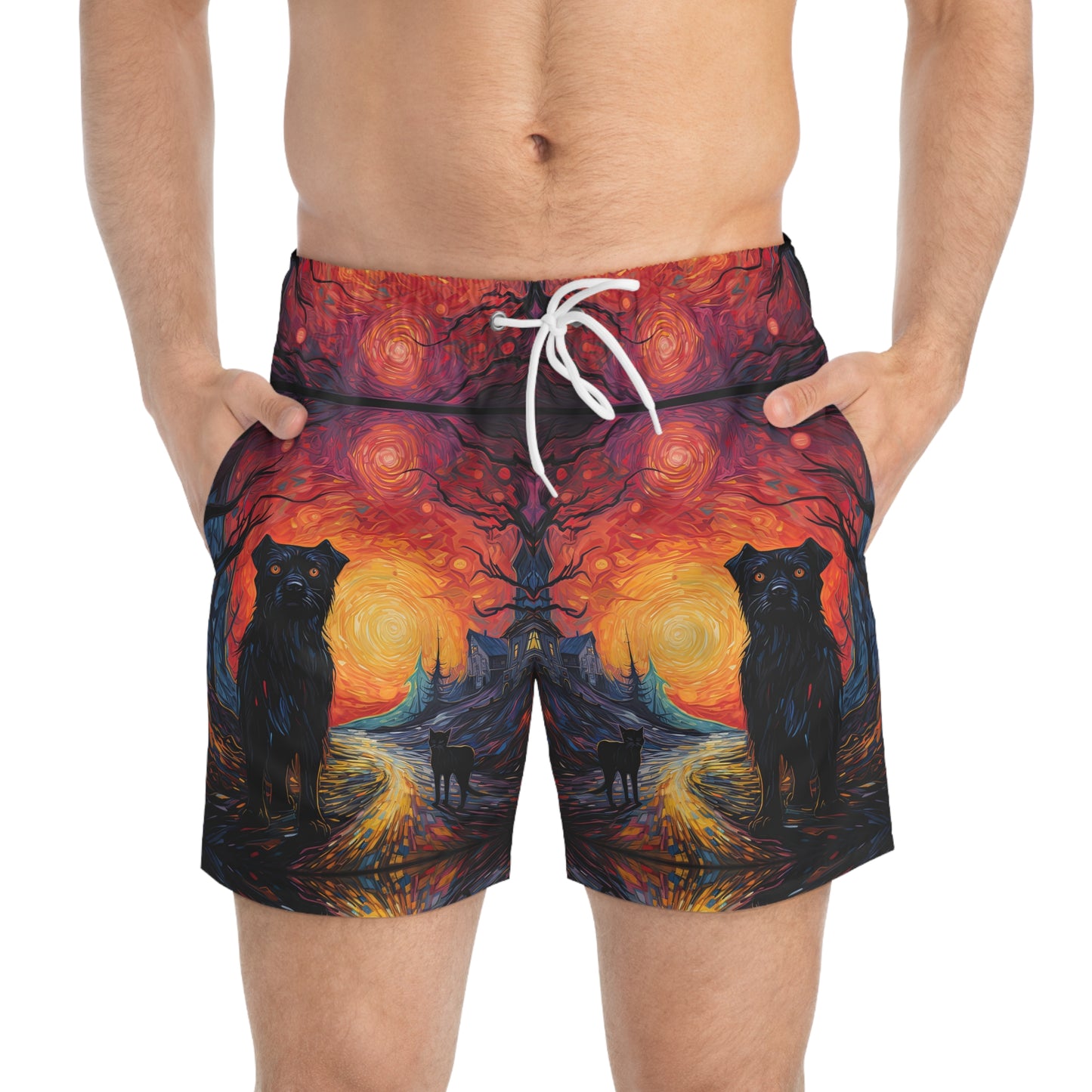 Scary Night - Artsy Swim Trunks