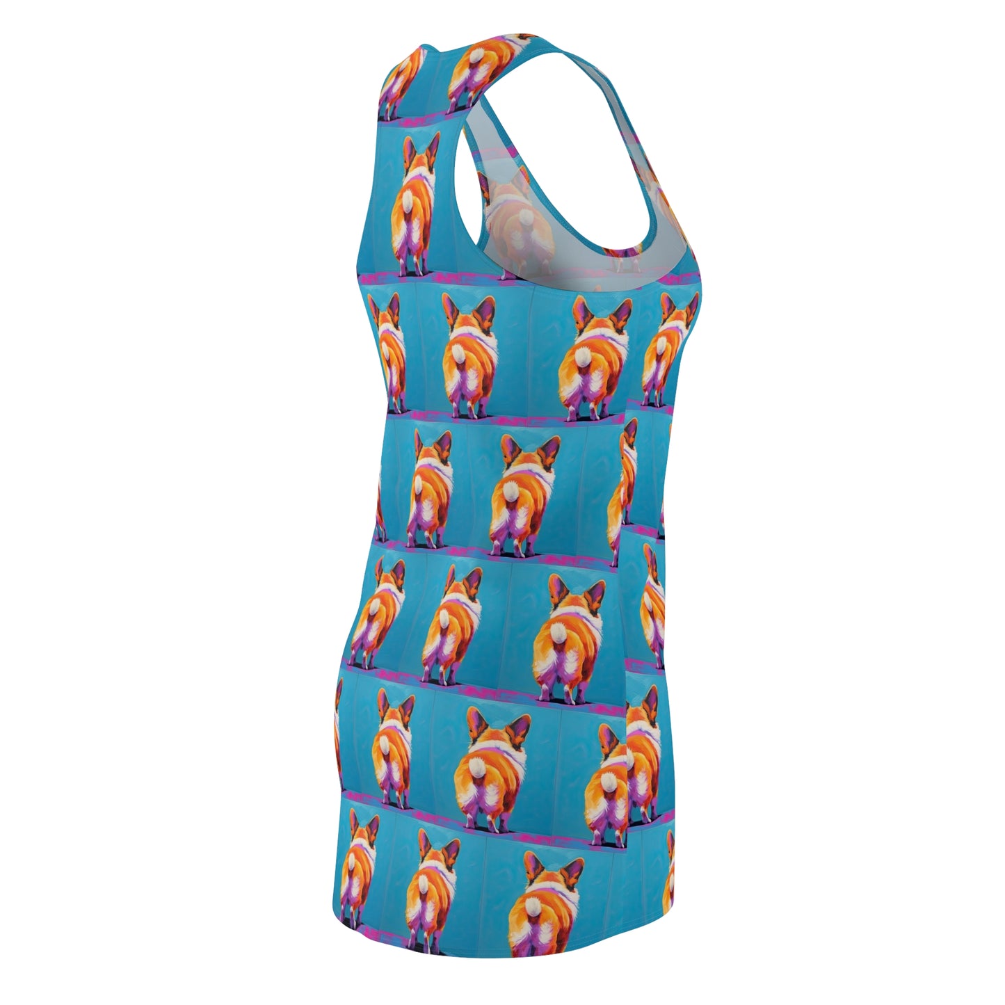 Corgi Butt Mosaic in Blue - Artistic Racerback Dress