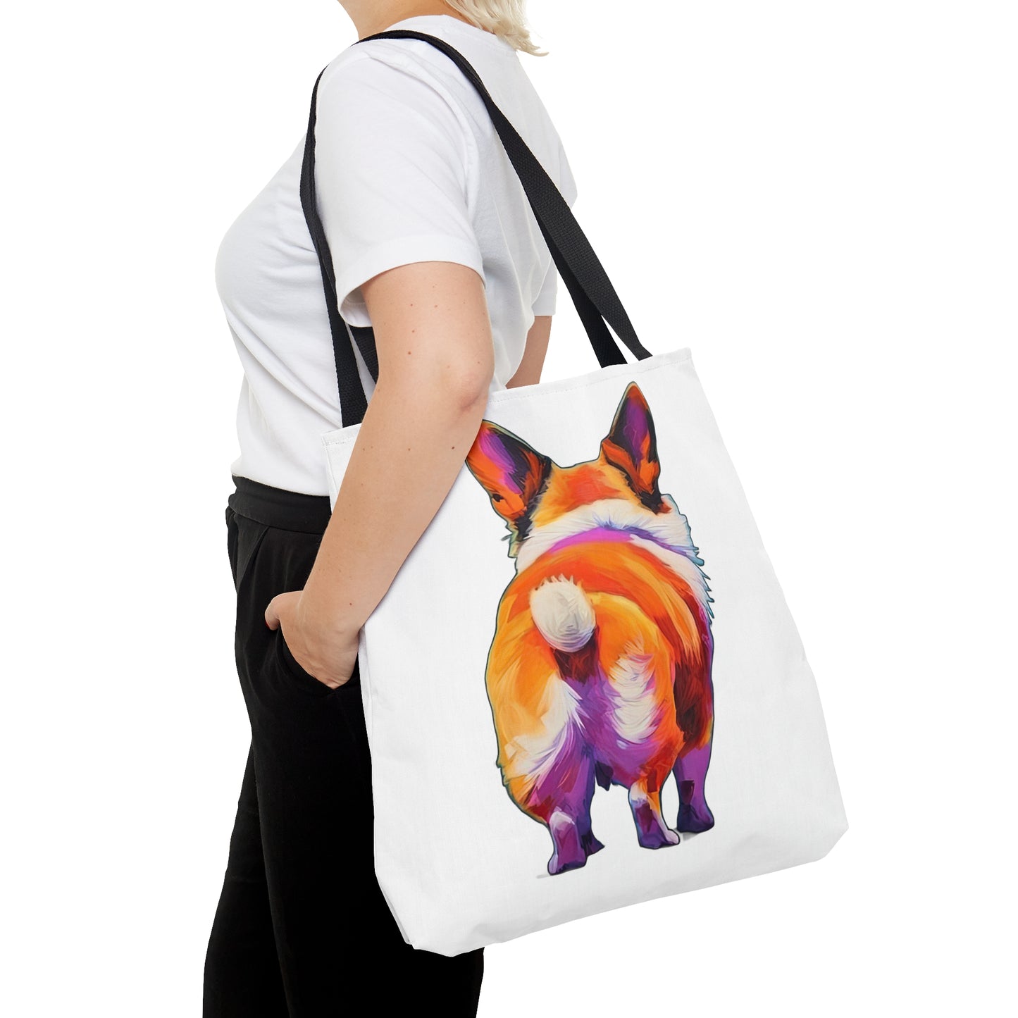 Corgi Butt in White - Artistic Tote Bag