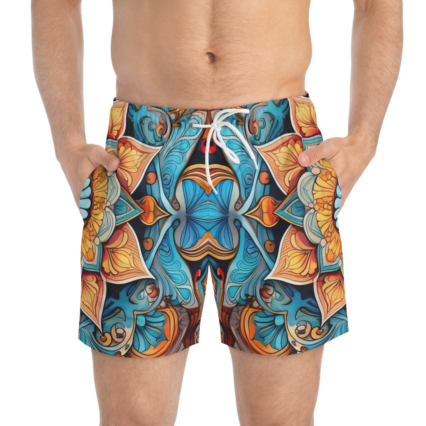 Winged Mandala - Artsy Swim Trunks