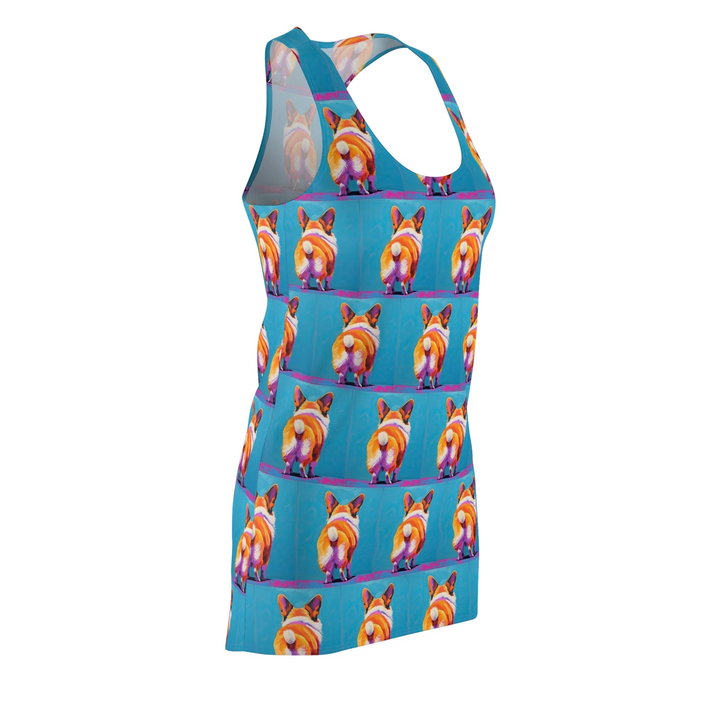 Corgi Butt Mosaic in Blue - Artistic Racerback Dress