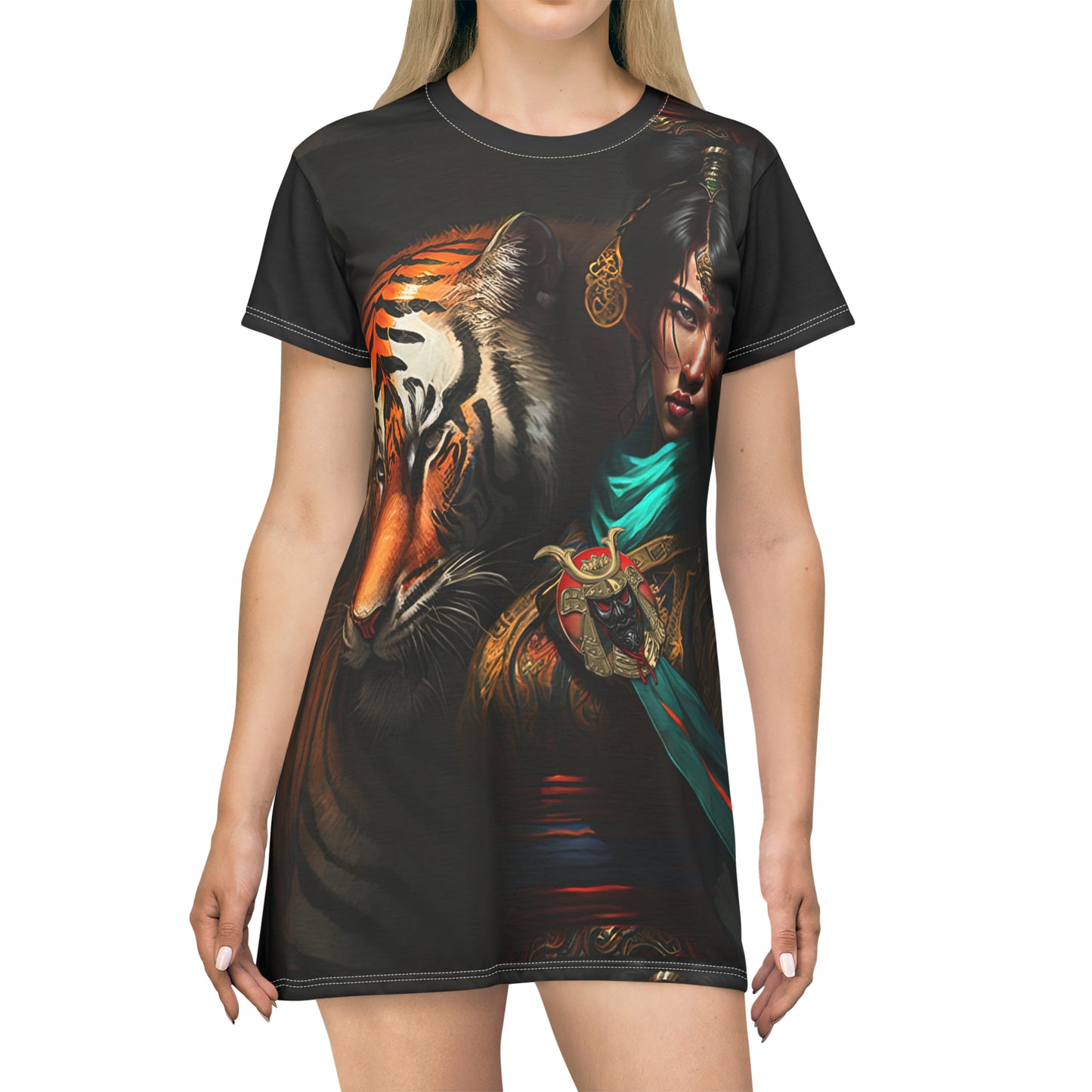 Bengal Tiger Goddess - Artsy T-Shirt Dress