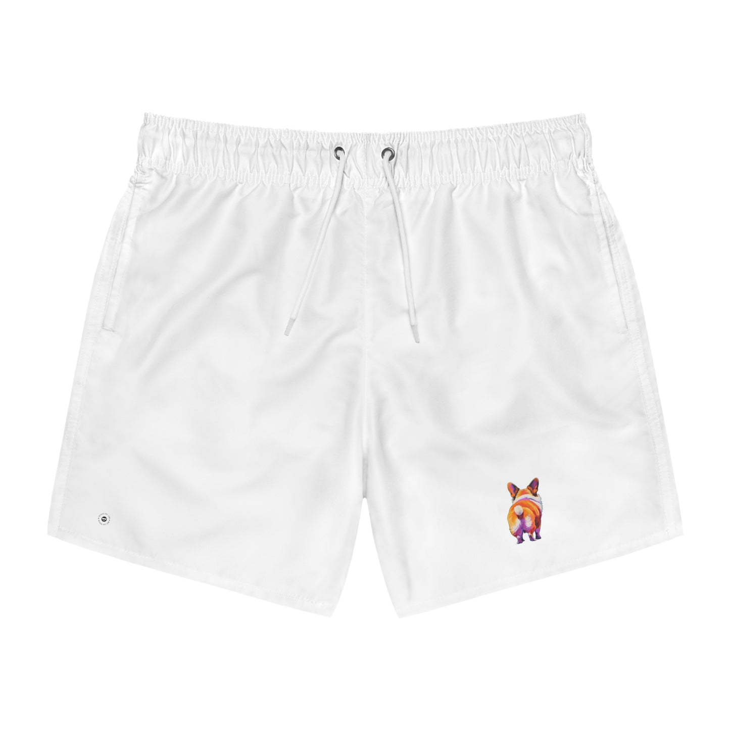 Corgi Butt in White - Artsy Swim Trunks