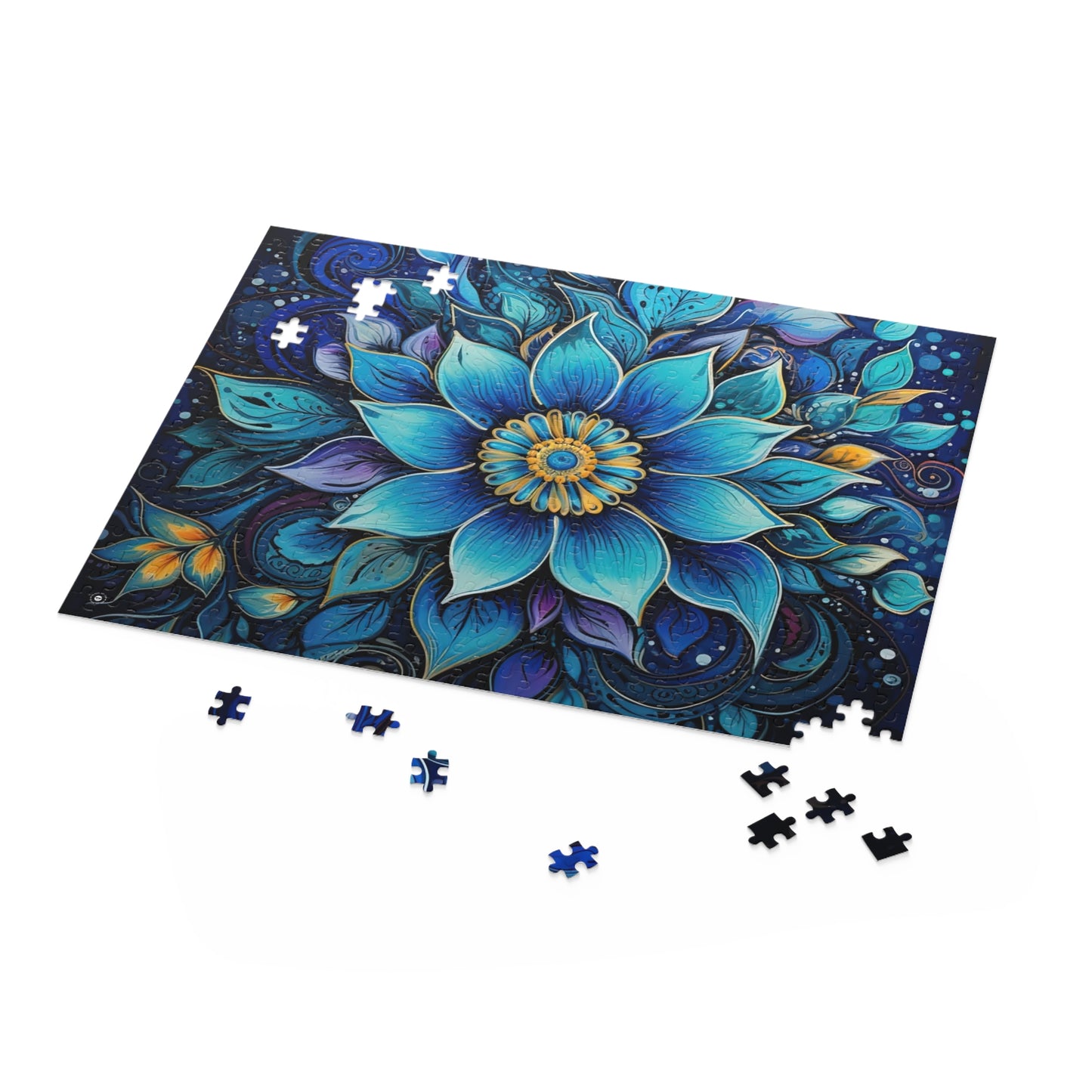 Blue Floral Mandala - Jigsaw Puzzle