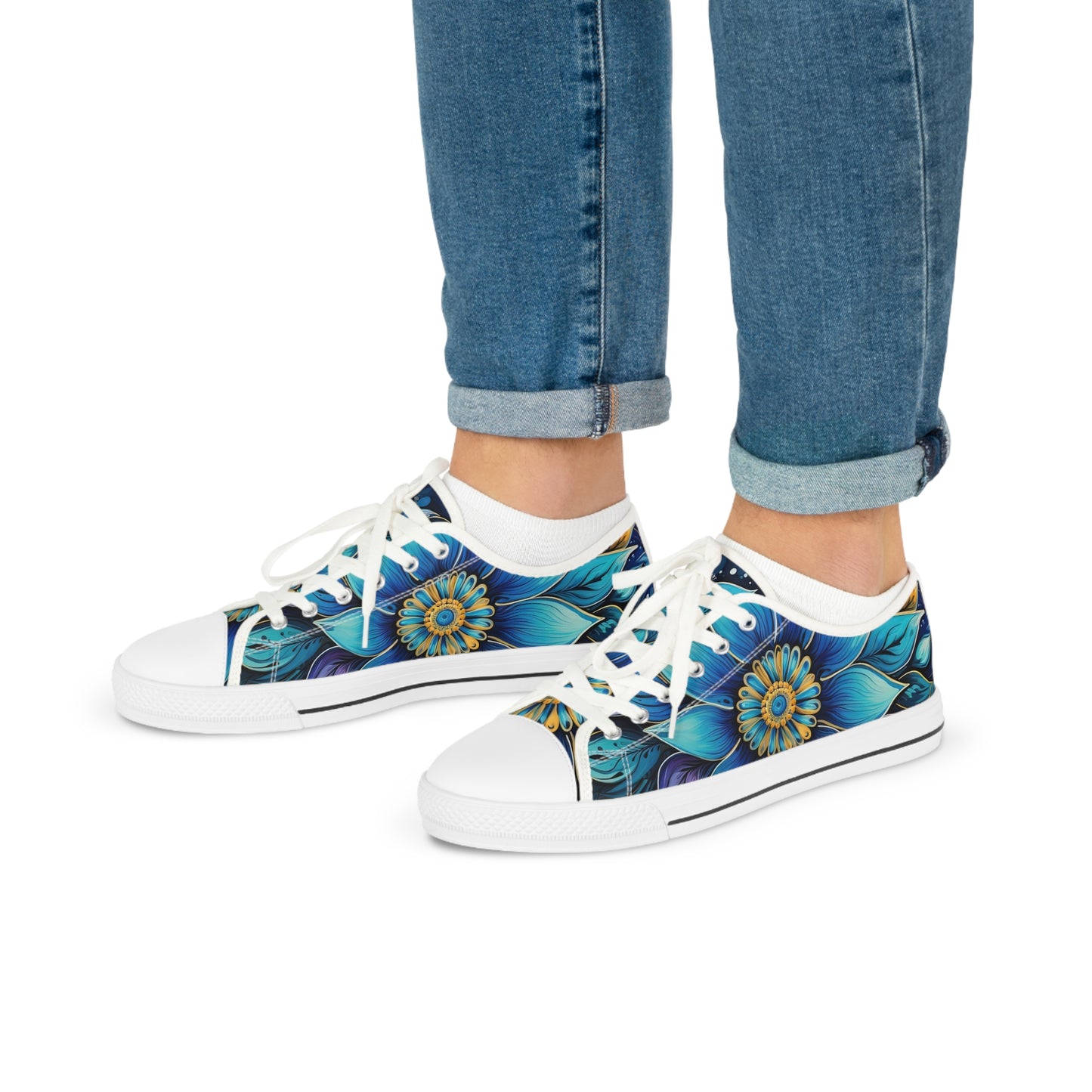 Blue Floral Mandala - Men's Sneakers