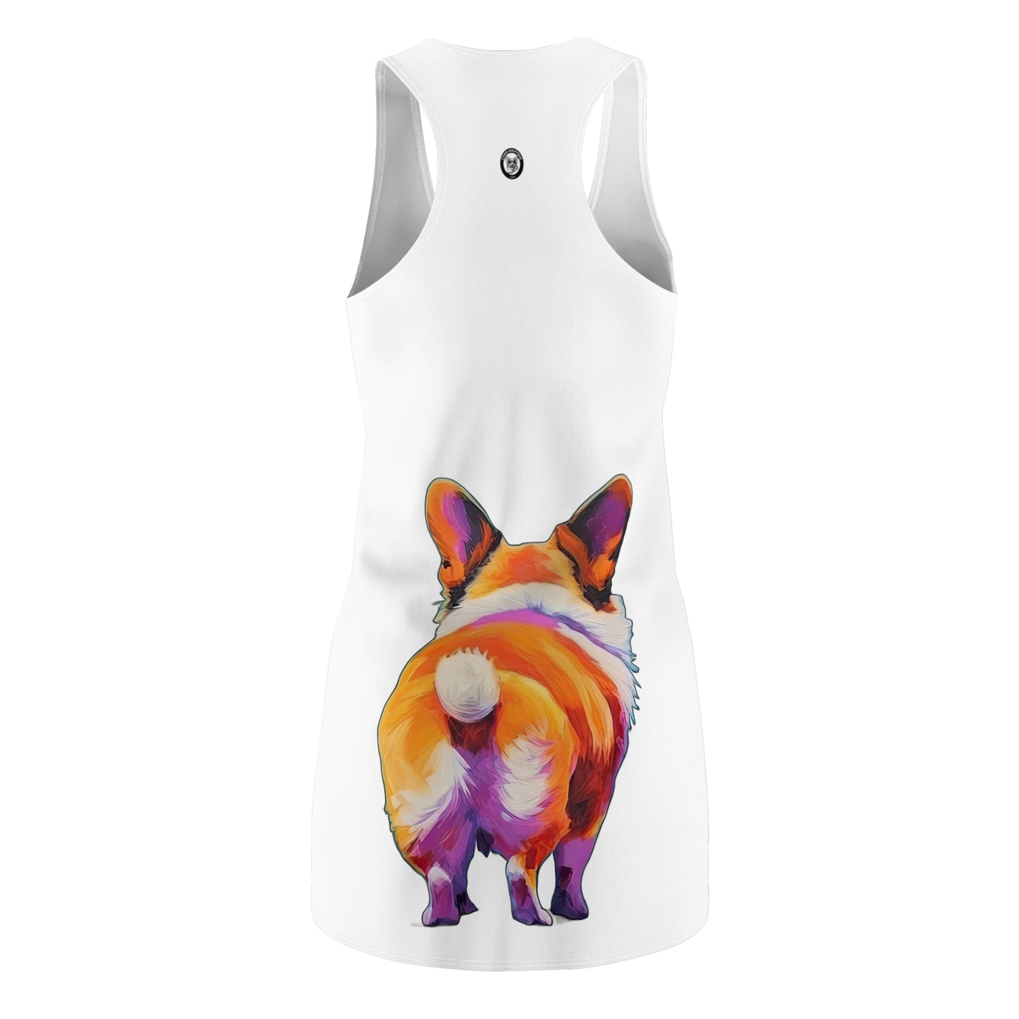 Corgi Butt in White - Artistic Racerback Dress