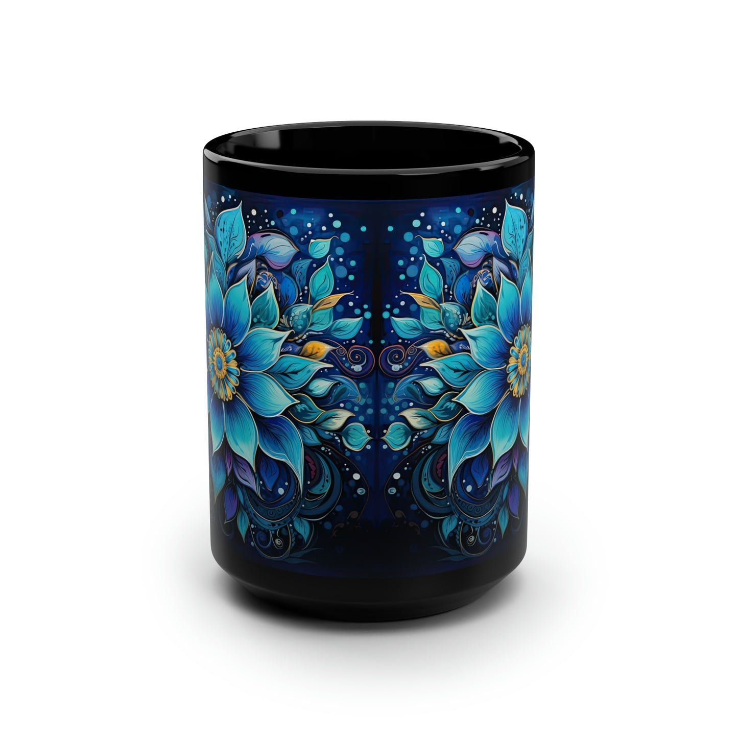 Blue Floral Mandala - Mug Art