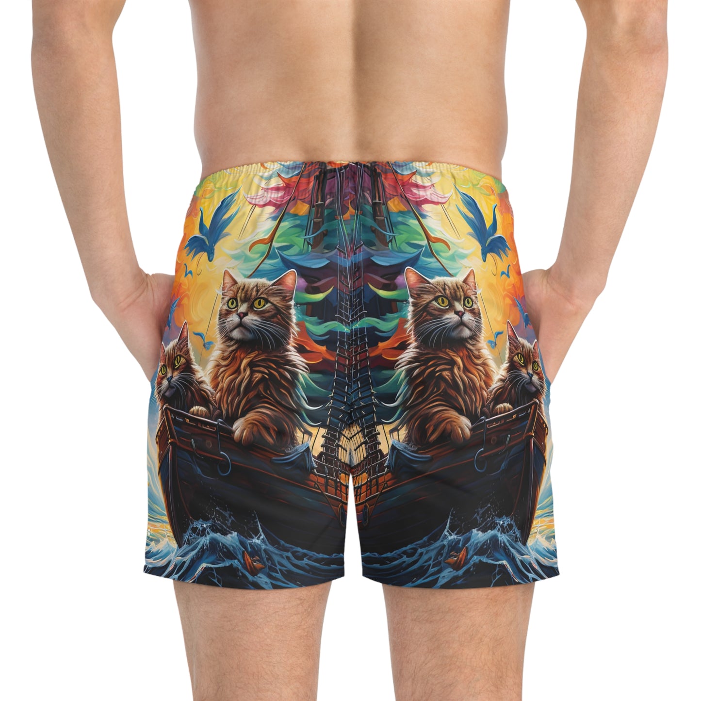 Sea Cats - Artsy Swim Trunks